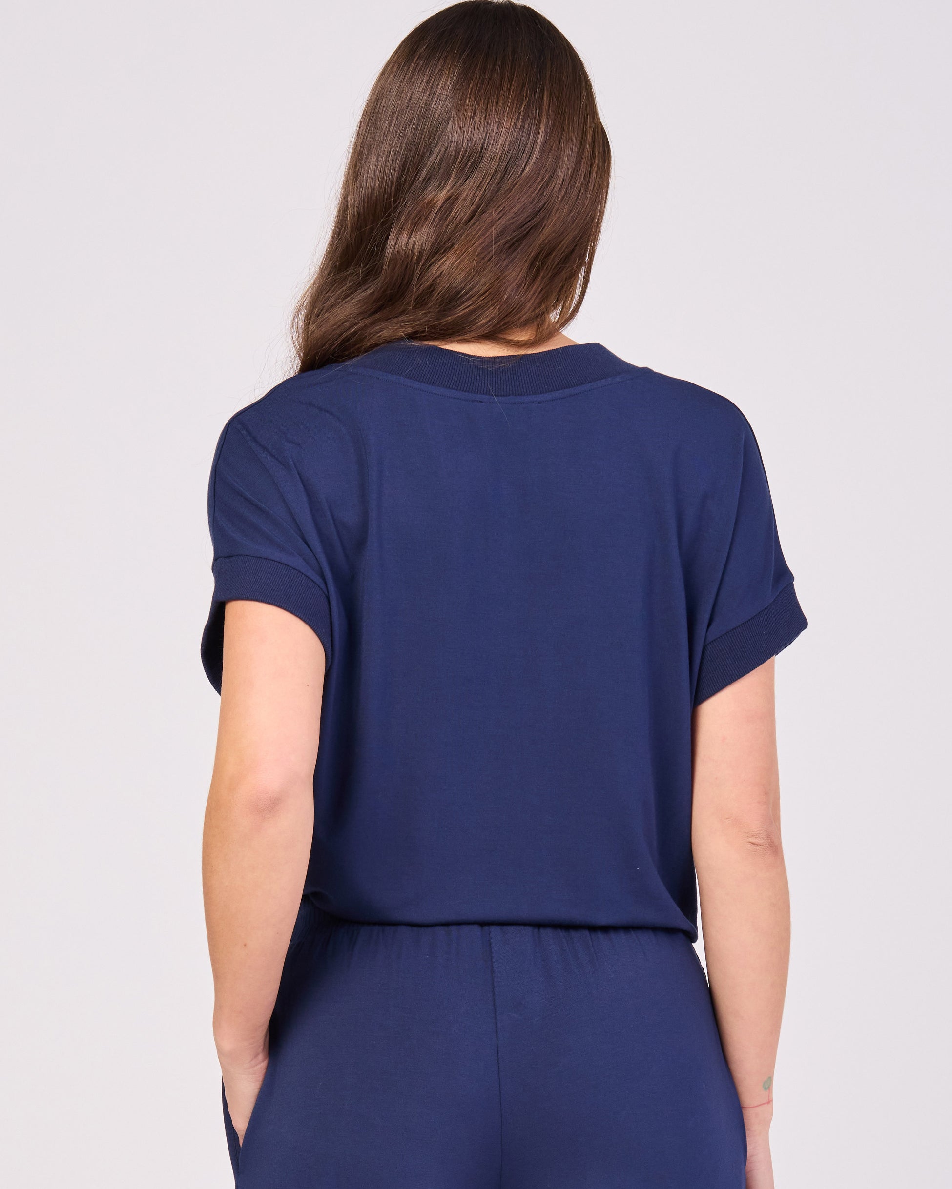 Simone V Neck Top- Navy