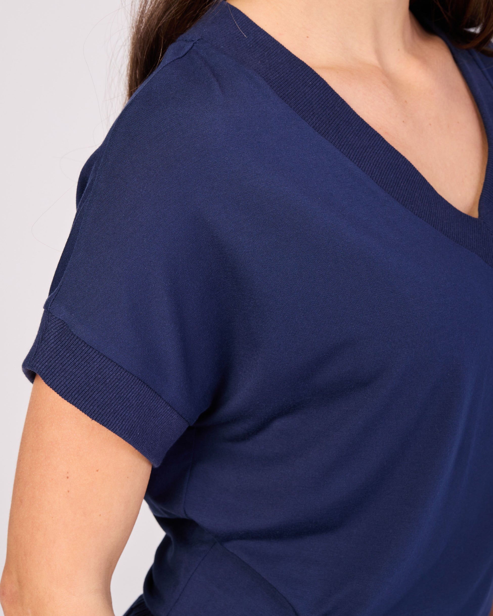 Simone V Neck Top- Navy
