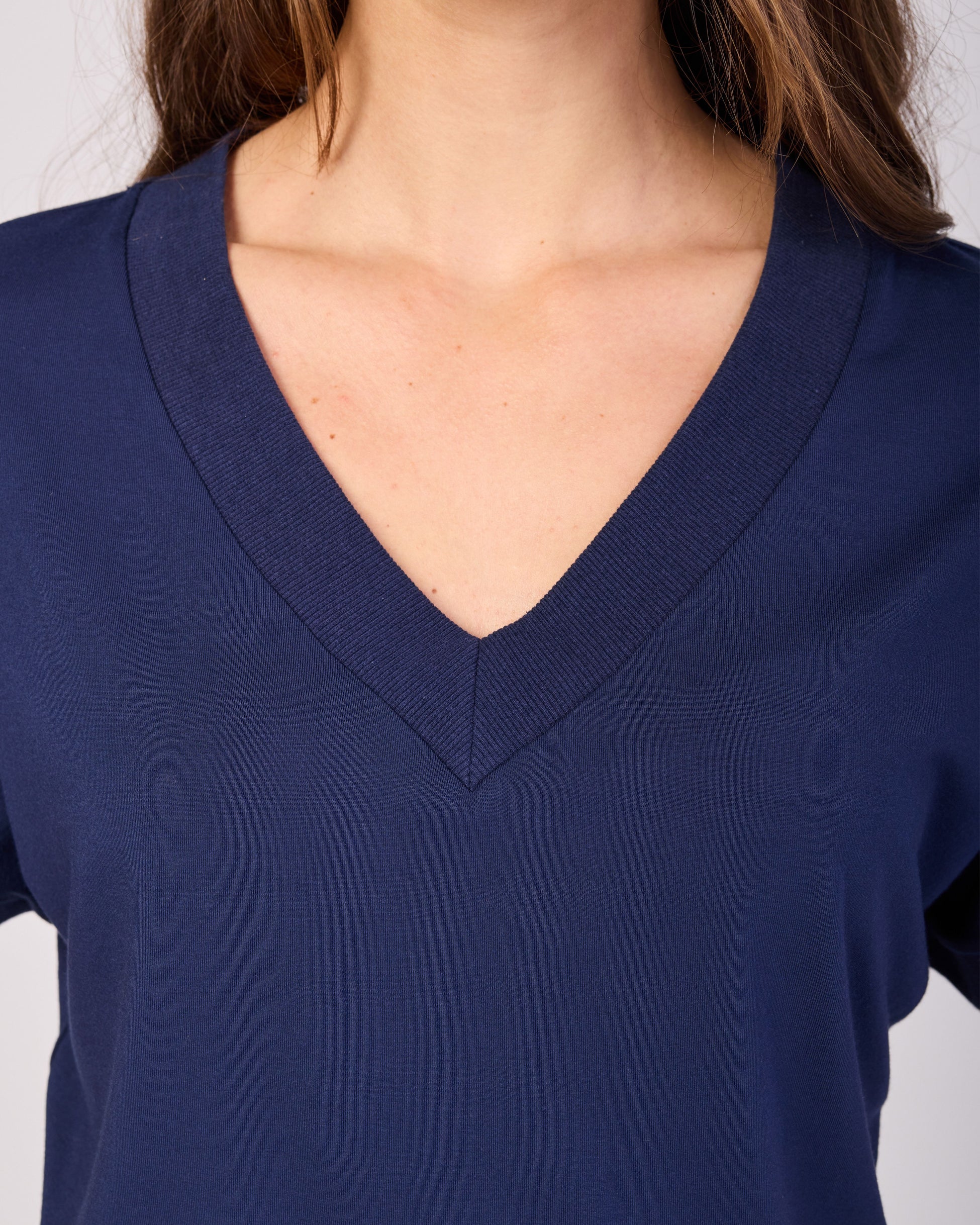 Simone V Neck Top- Navy