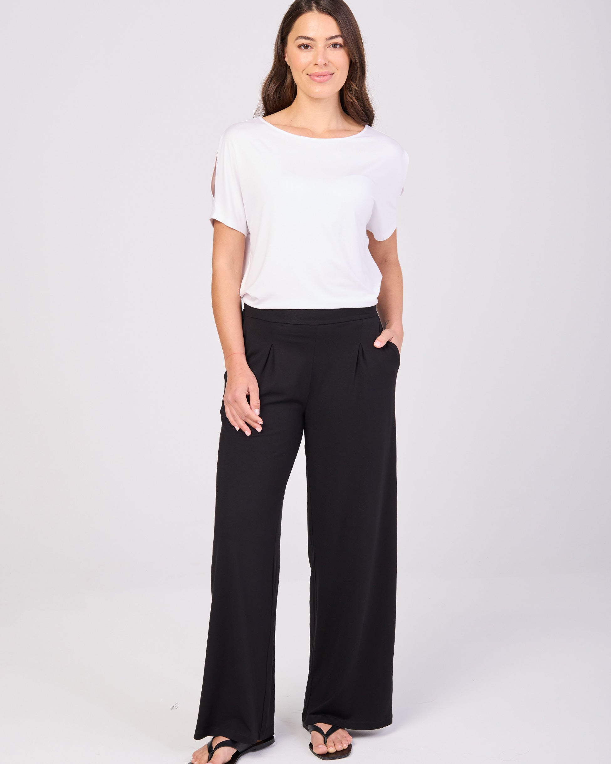 Keyhole Sleeve Luxe Tee - White