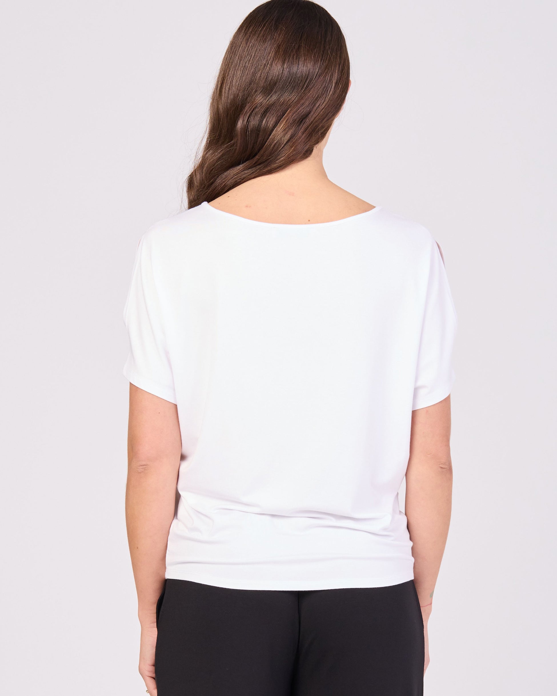 Keyhole Sleeve Luxe Tee - White