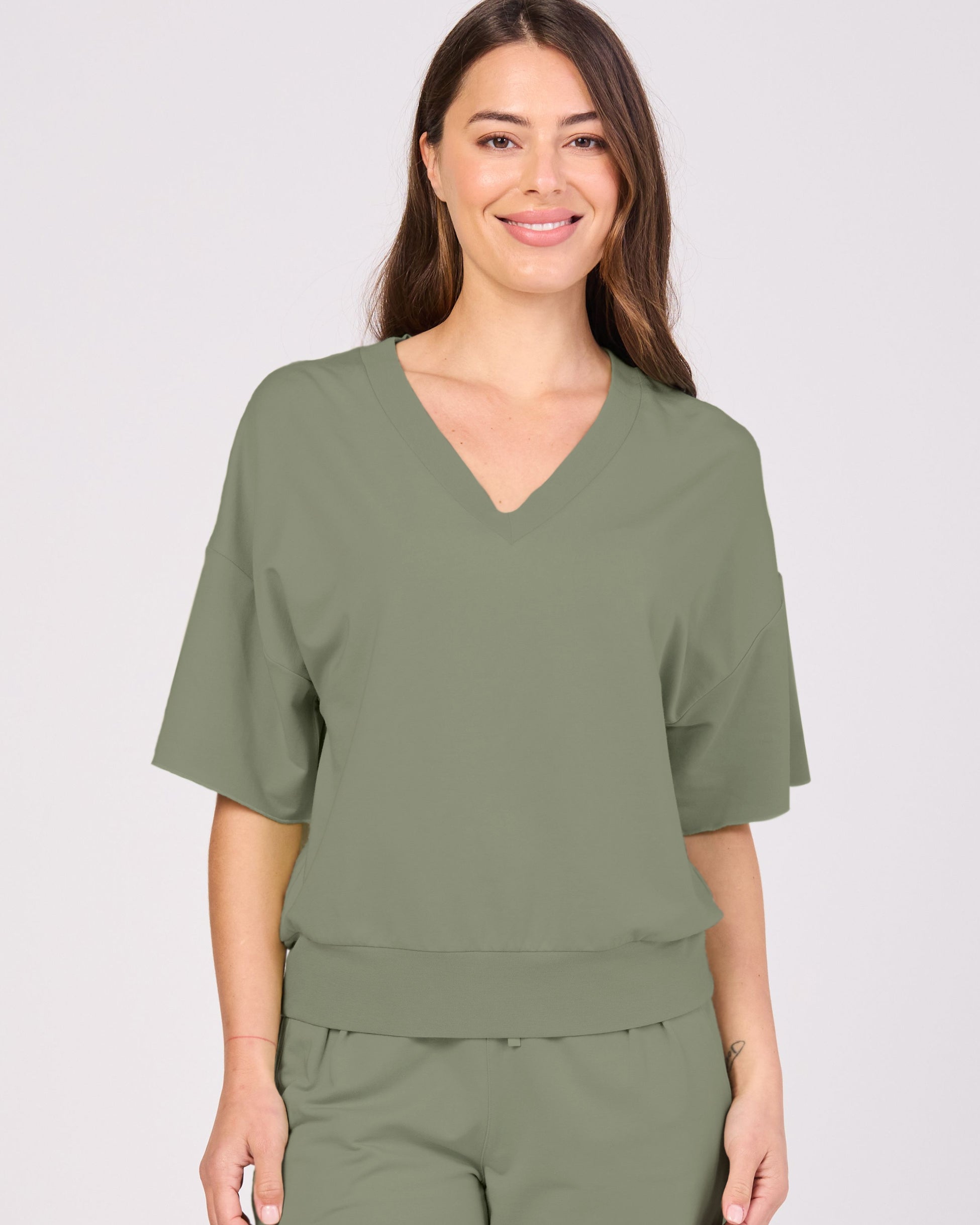 V Neck Sweat - willow