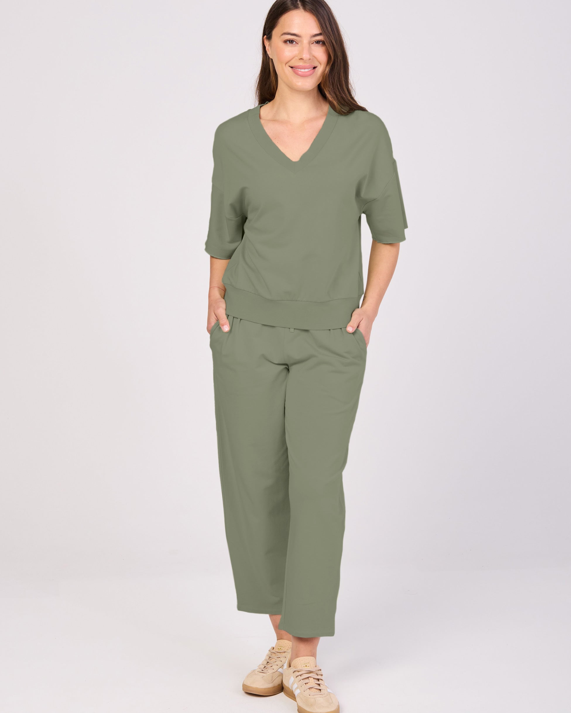 V Neck Sweat - willow