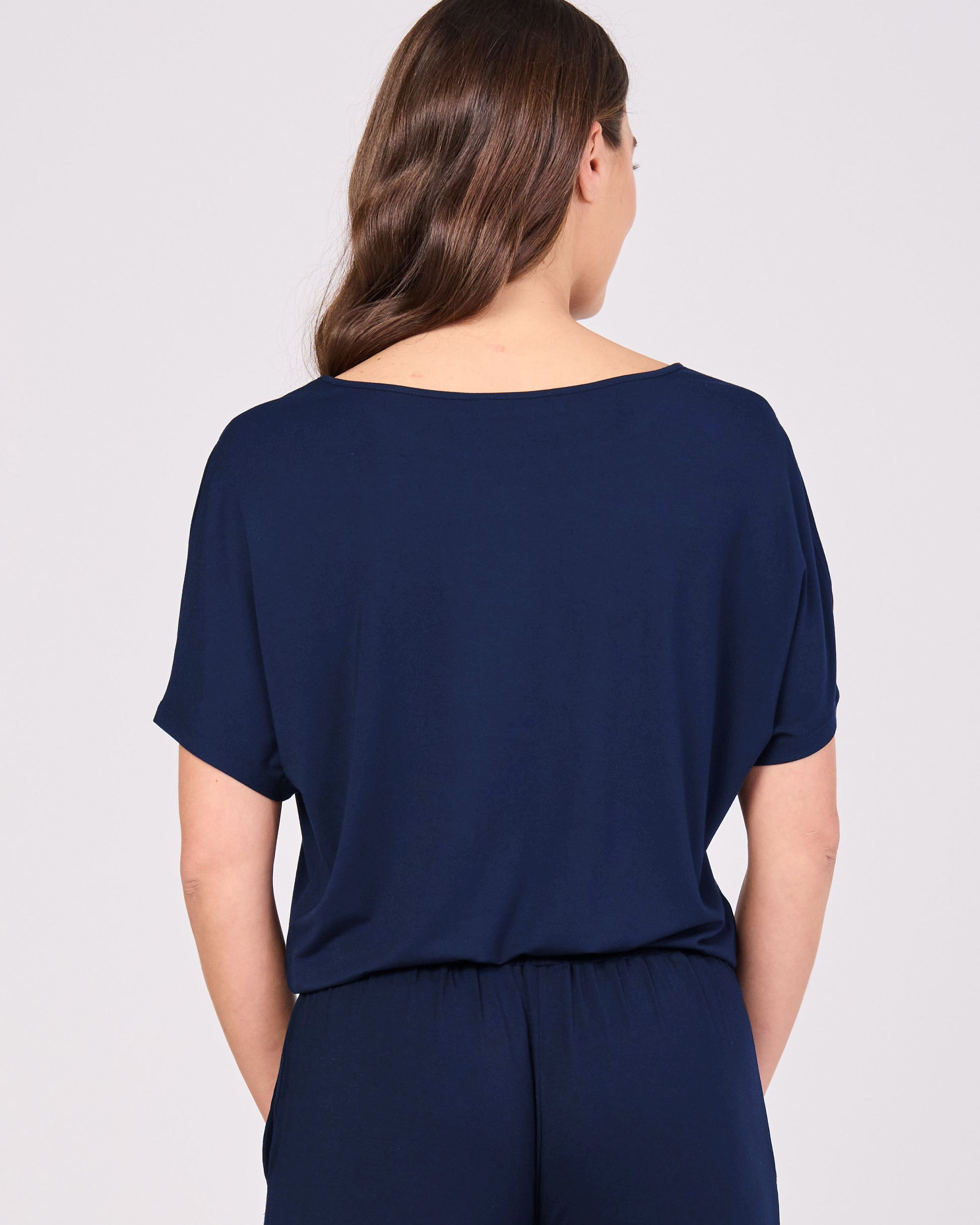 Keyhole Sleeve Luxe Tee - Navy