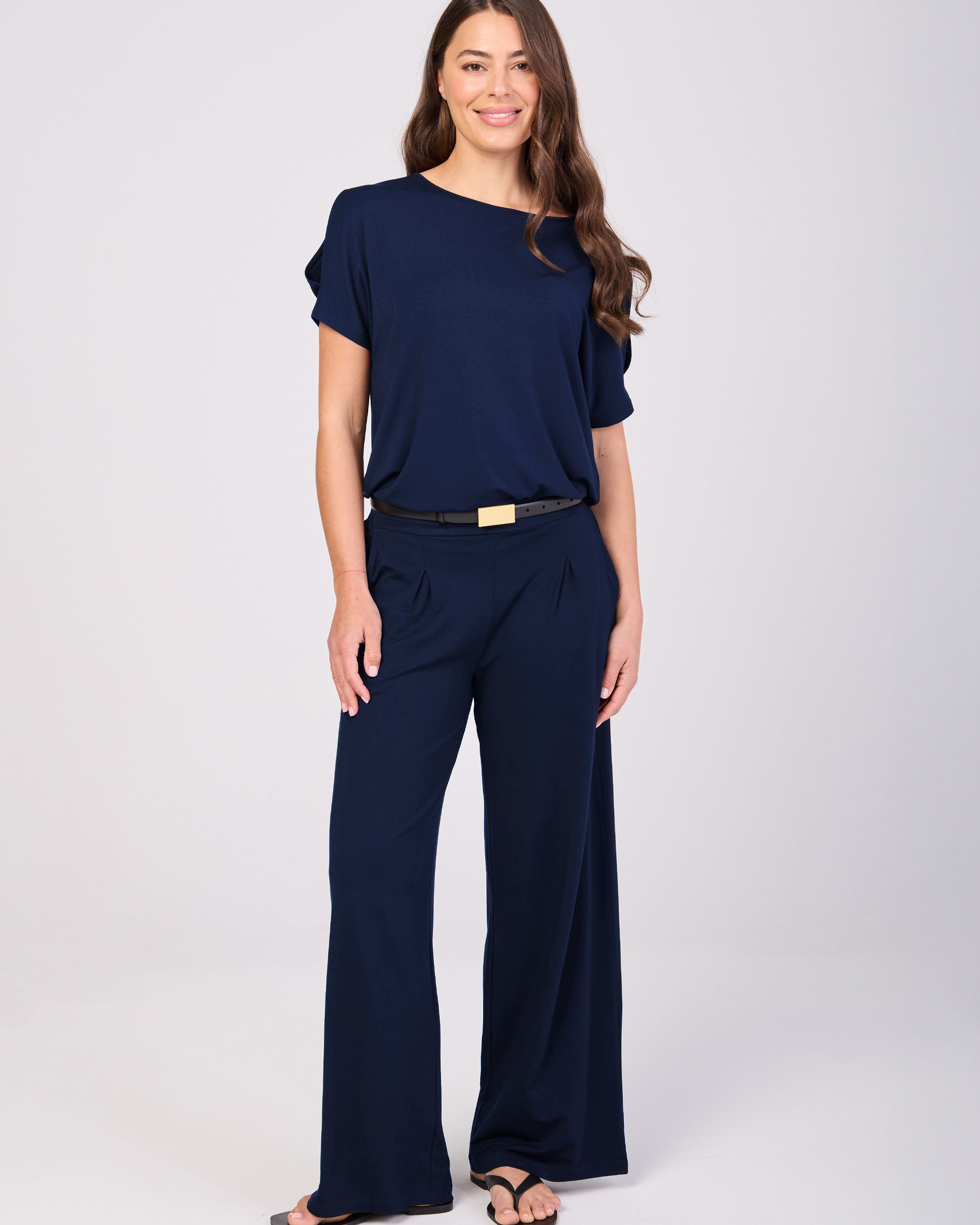 Keyhole Sleeve Luxe Tee - Navy