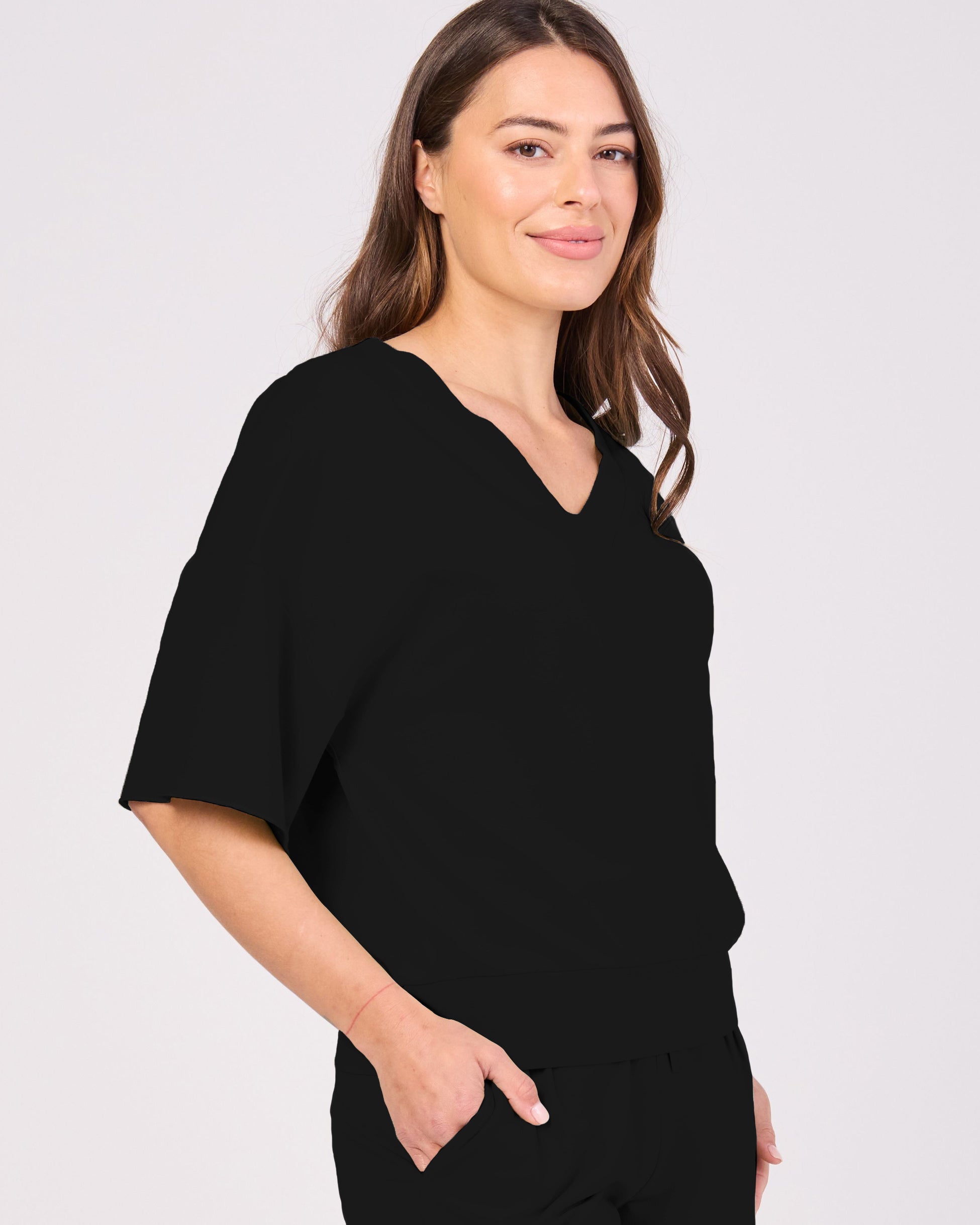 V Neck Sweat - Black