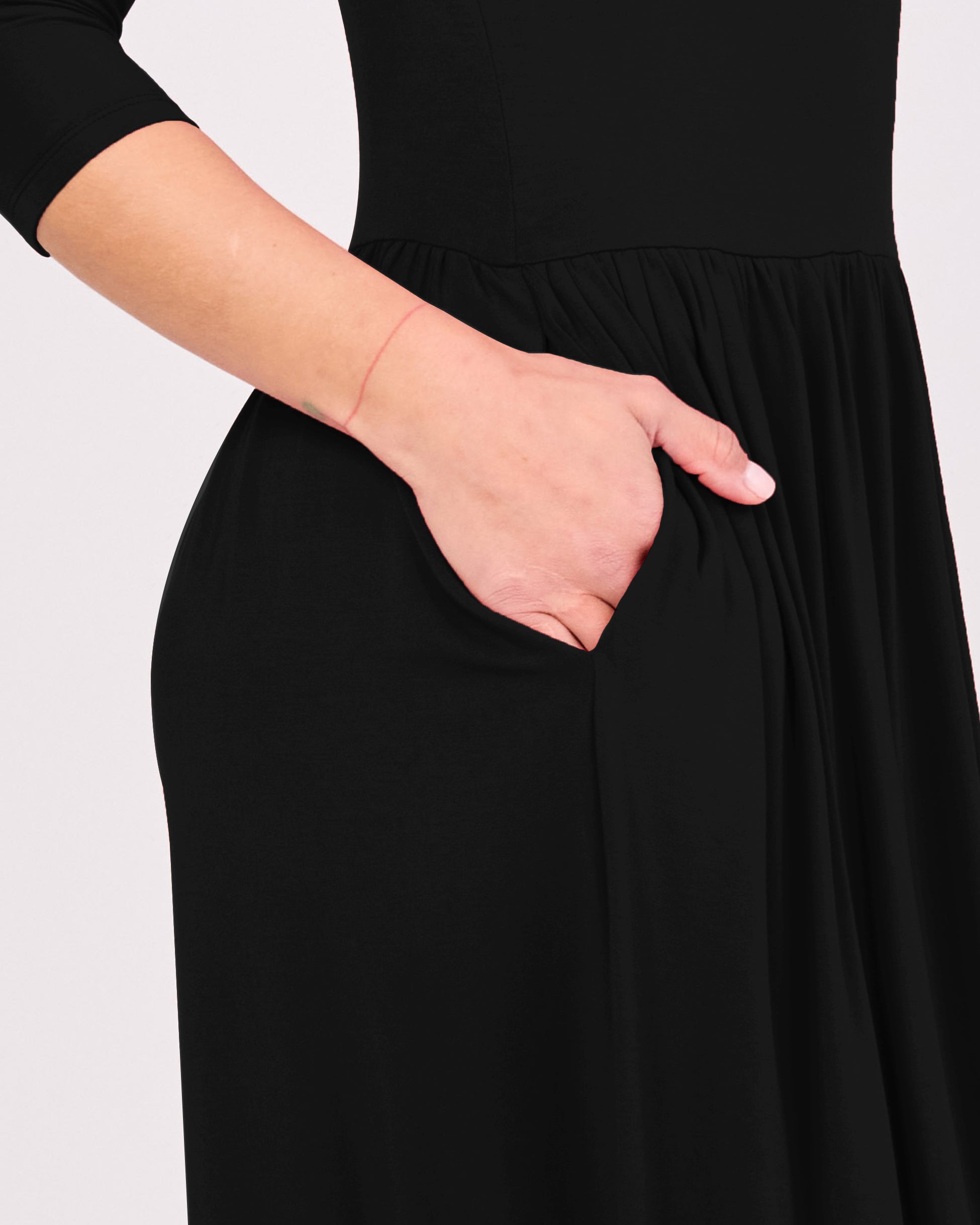 7/8 Sleeve Essential Maxi Dress Black