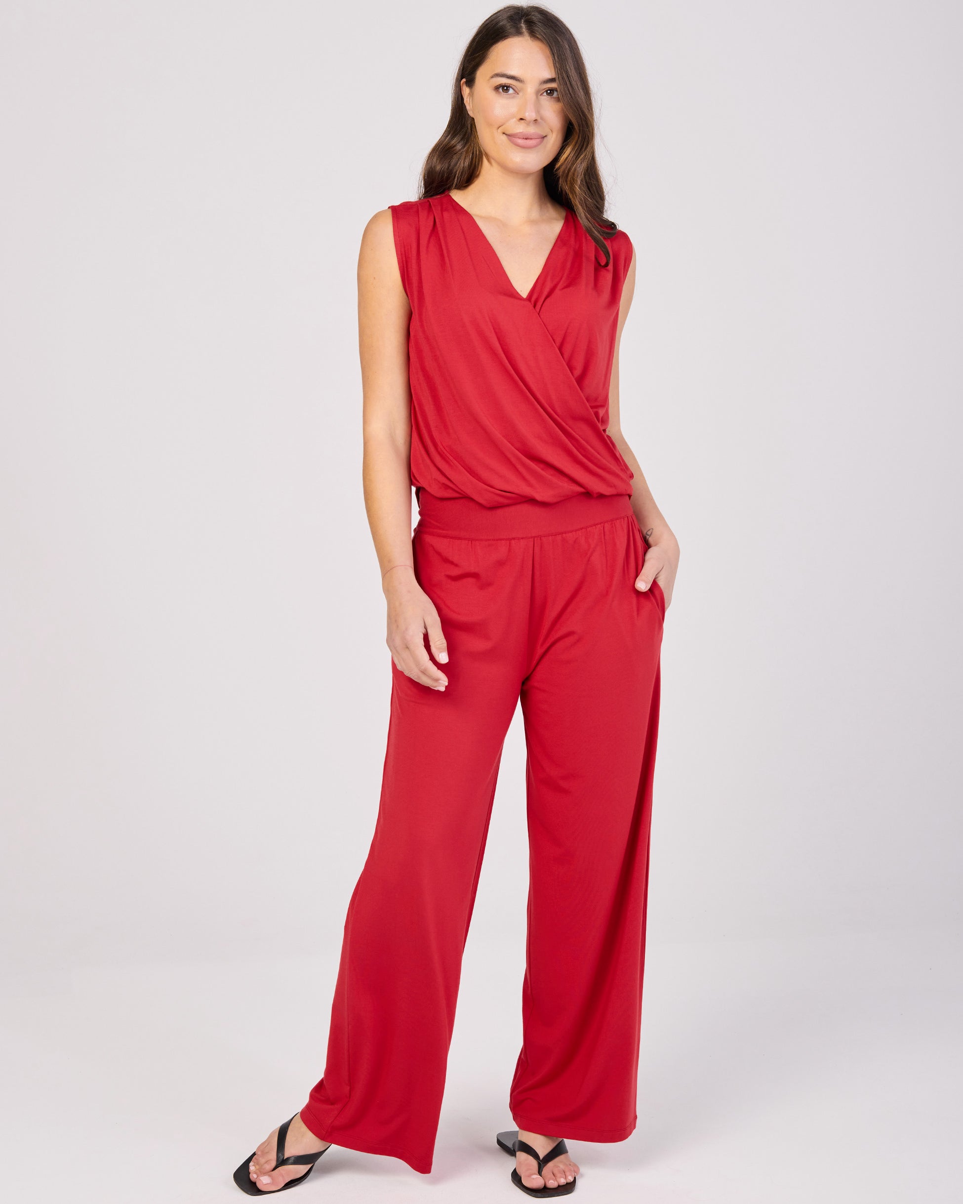 Nomad Modal Wide Leg Pant - Cherry