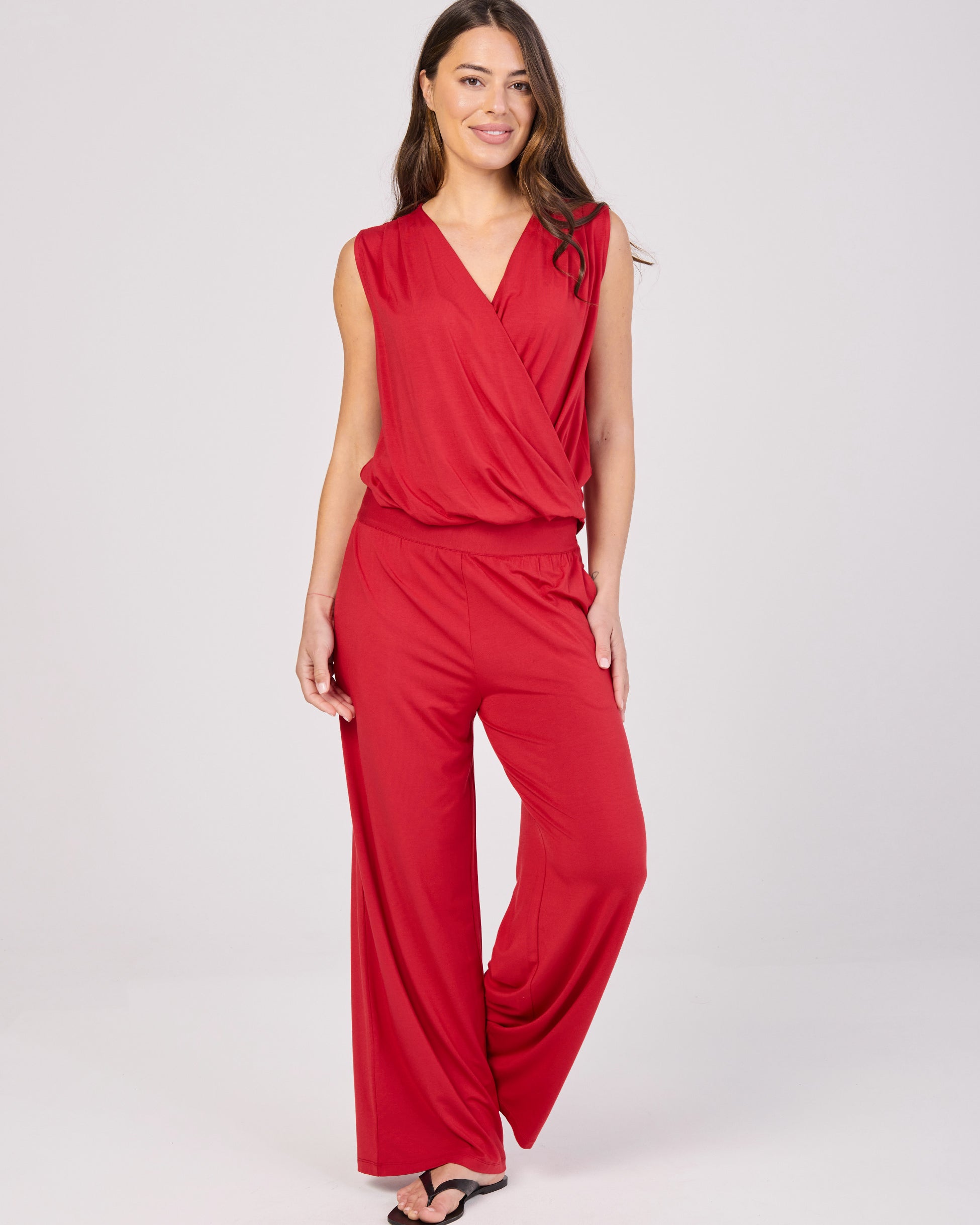 Nomad Modal Wide Leg Pant - Cherry