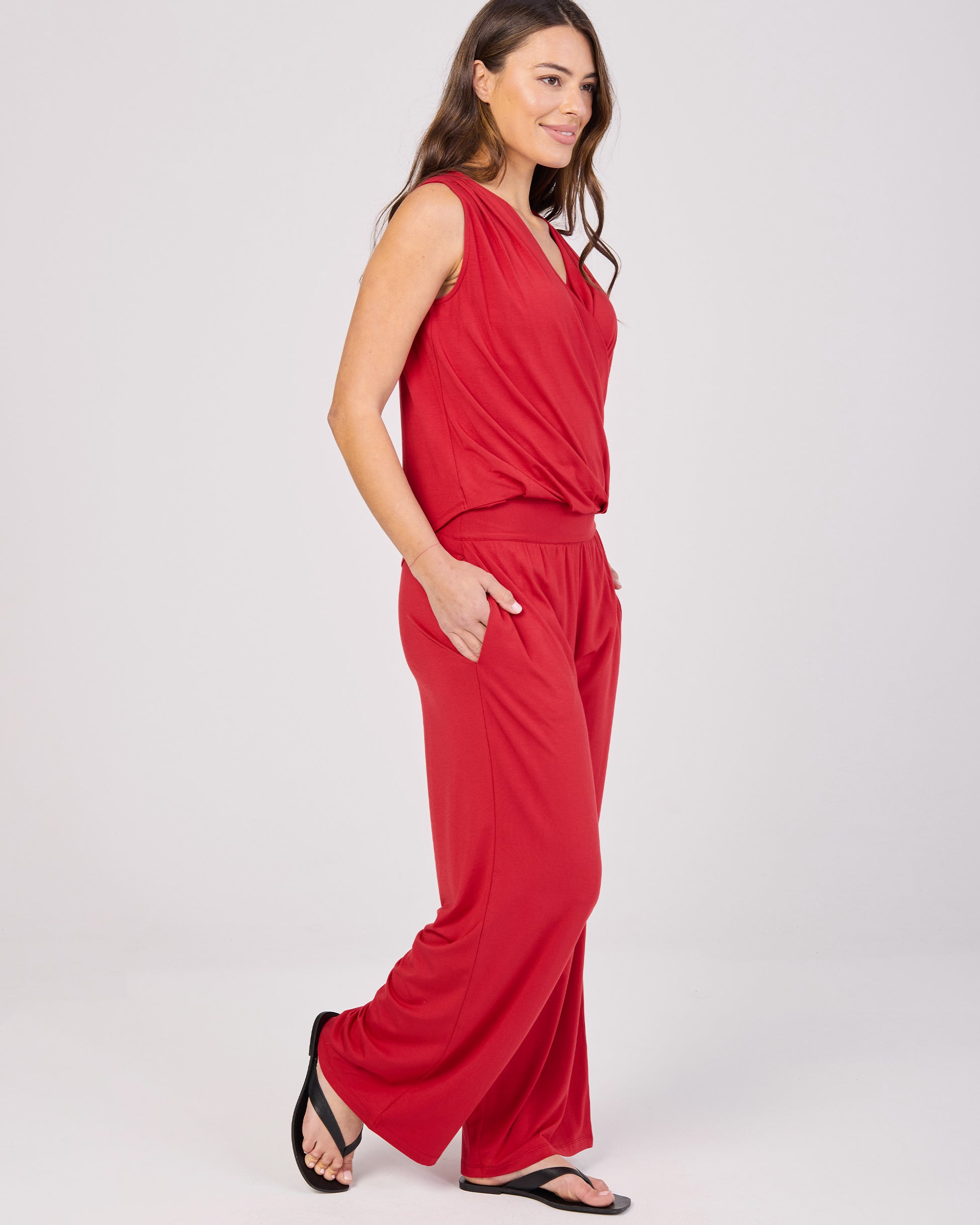 Nomad Modal Wide Leg Pant - Cherry