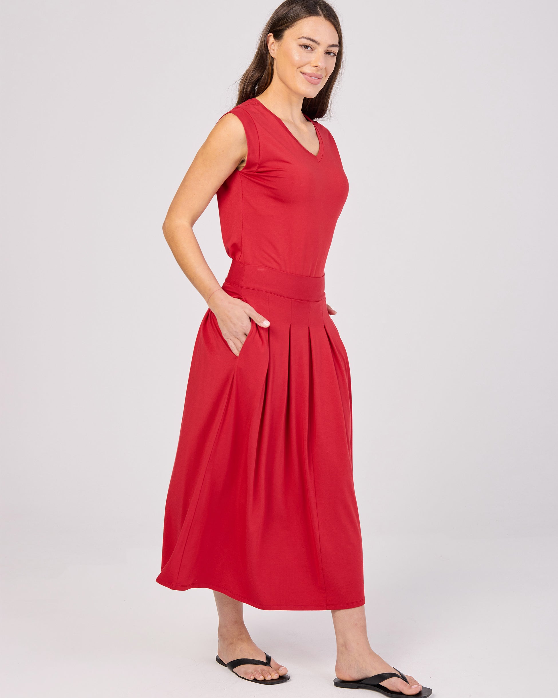 Pleat Skirt - Cherry
