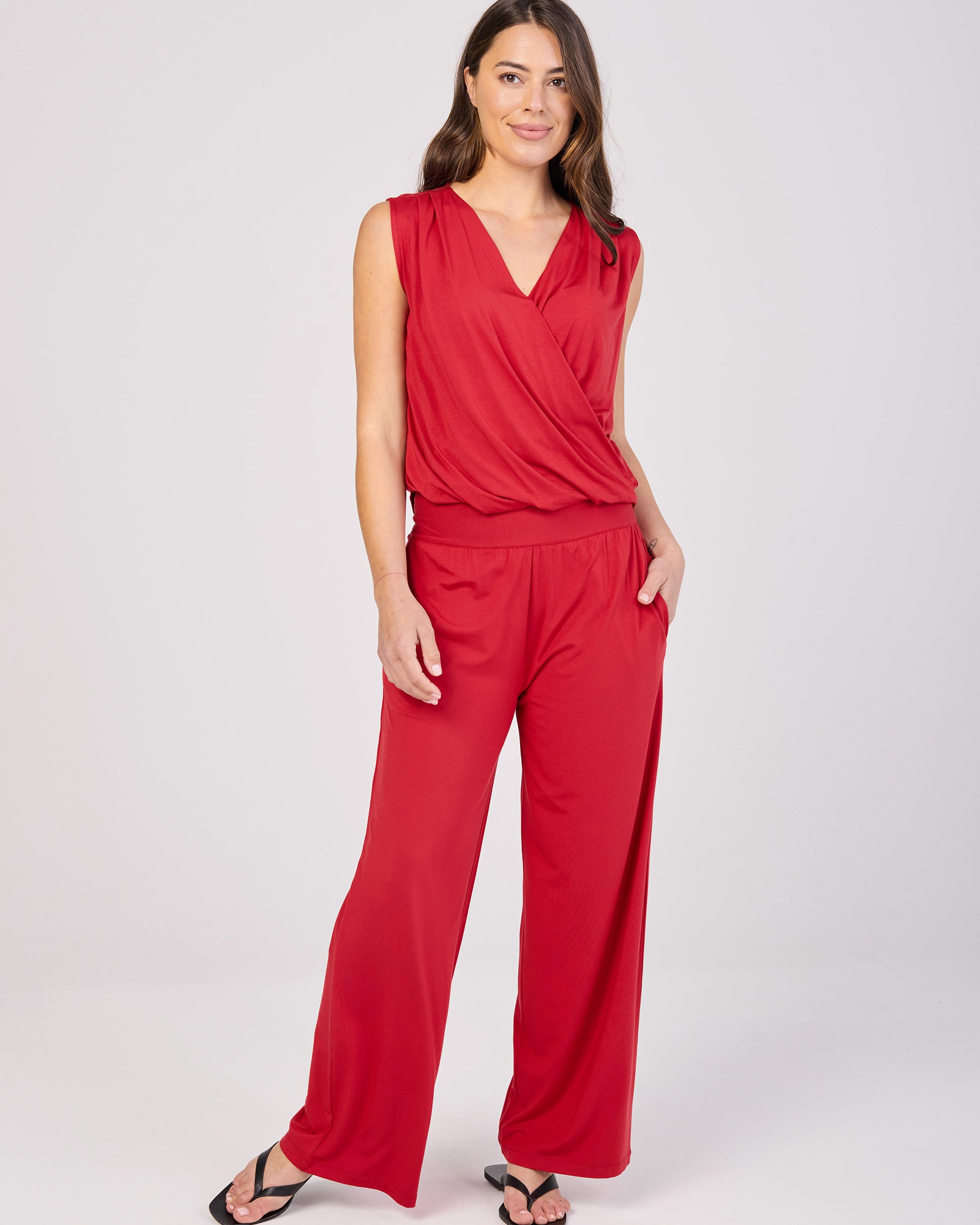 Athena Drape Top - Cherry