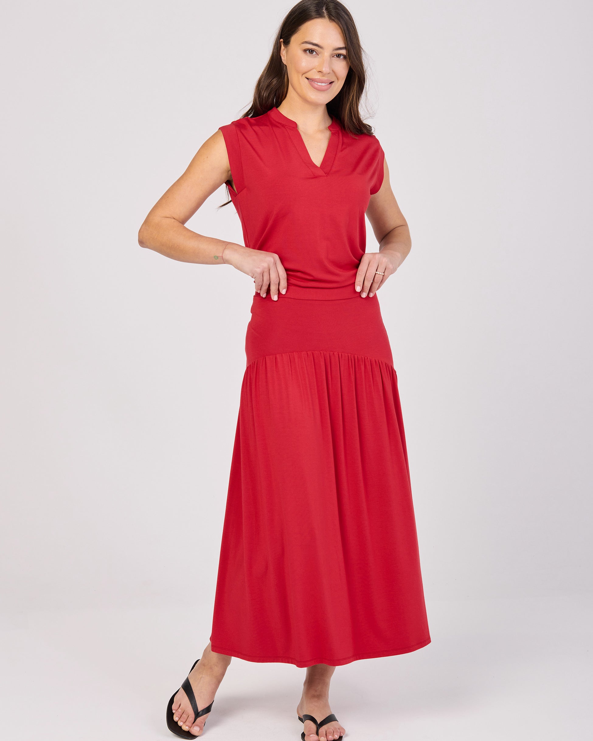 Nero Placket Tee- Cherry