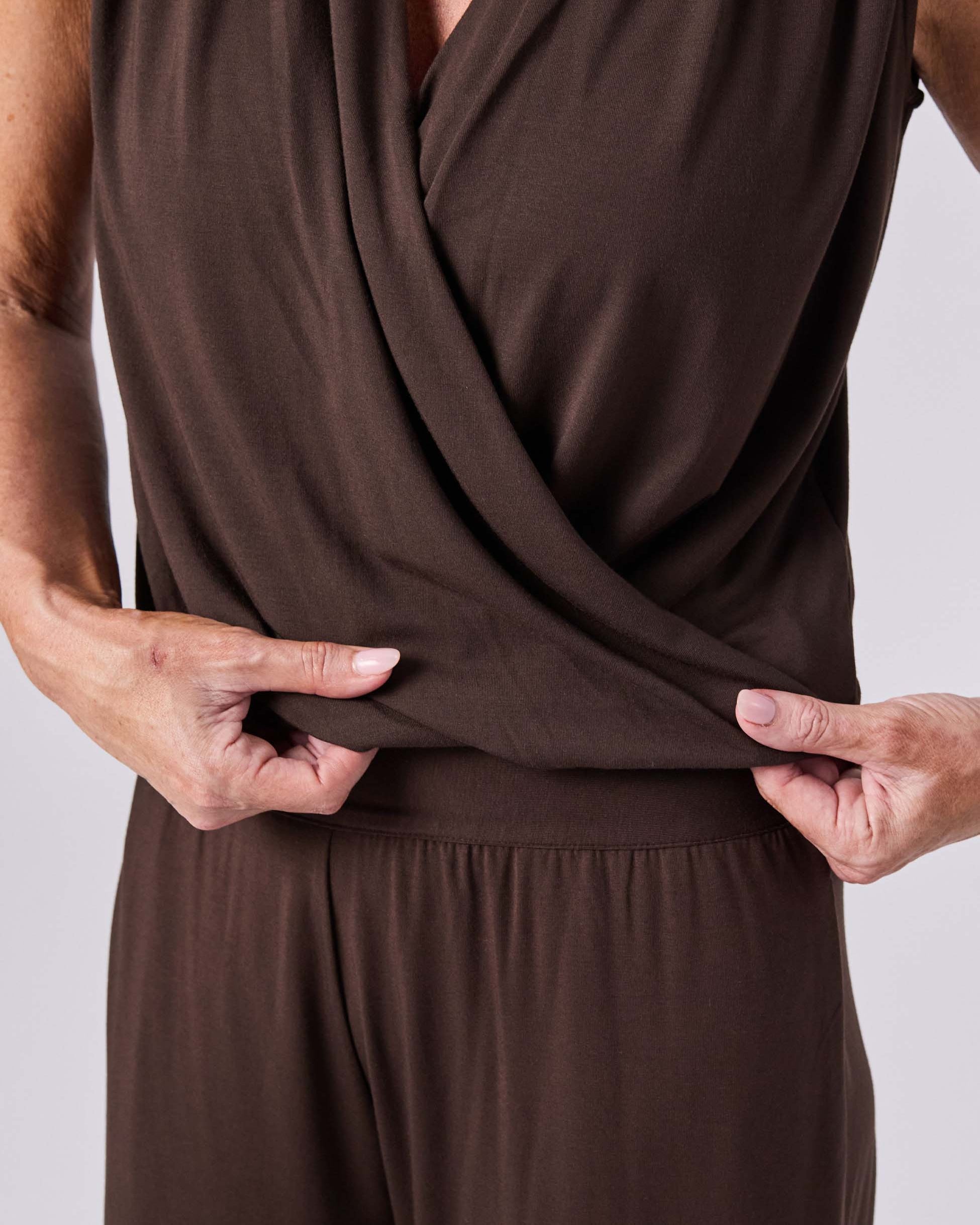 Athena Drape Top - Coffee Bean