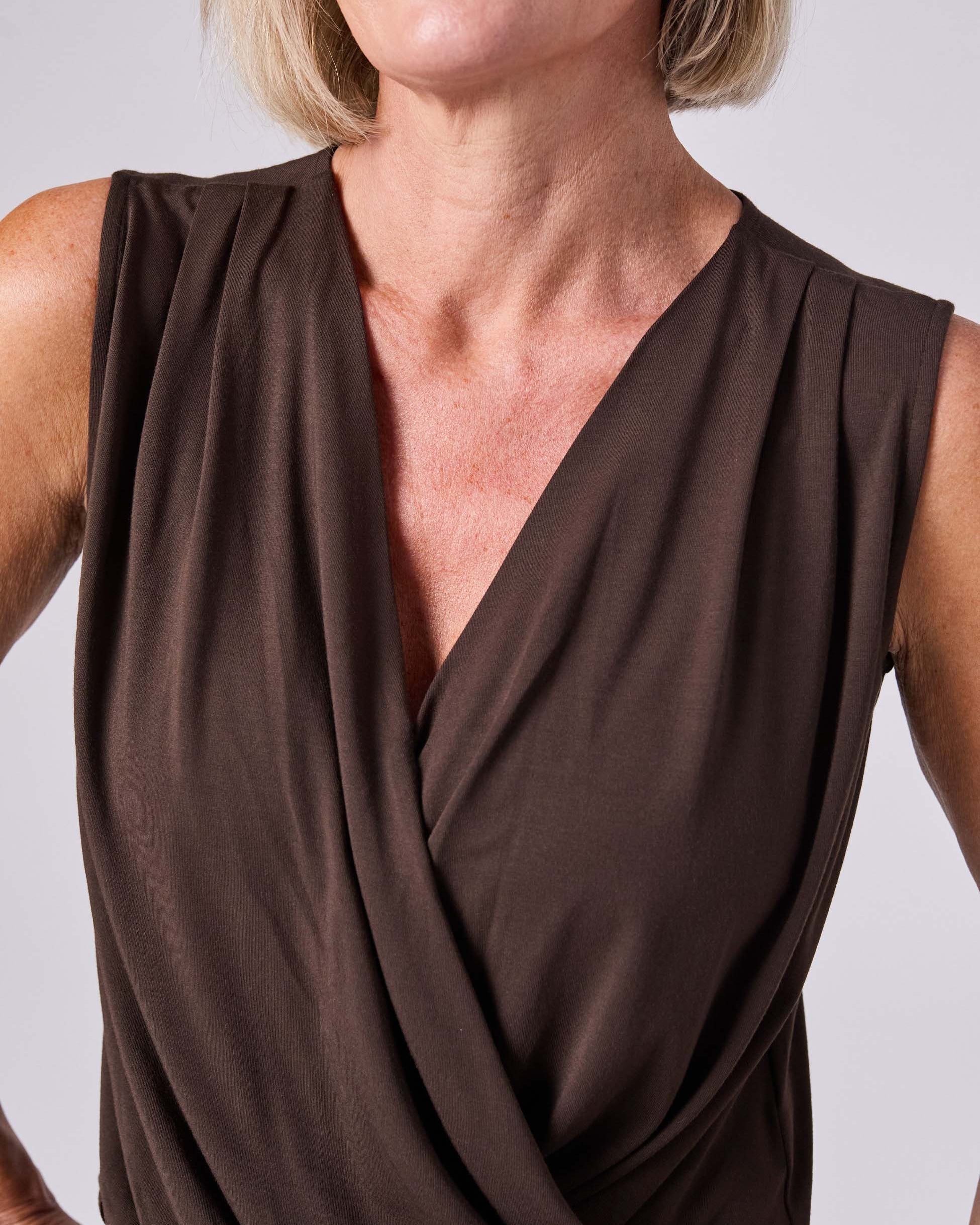 Athena Drape Top - Coffee Bean