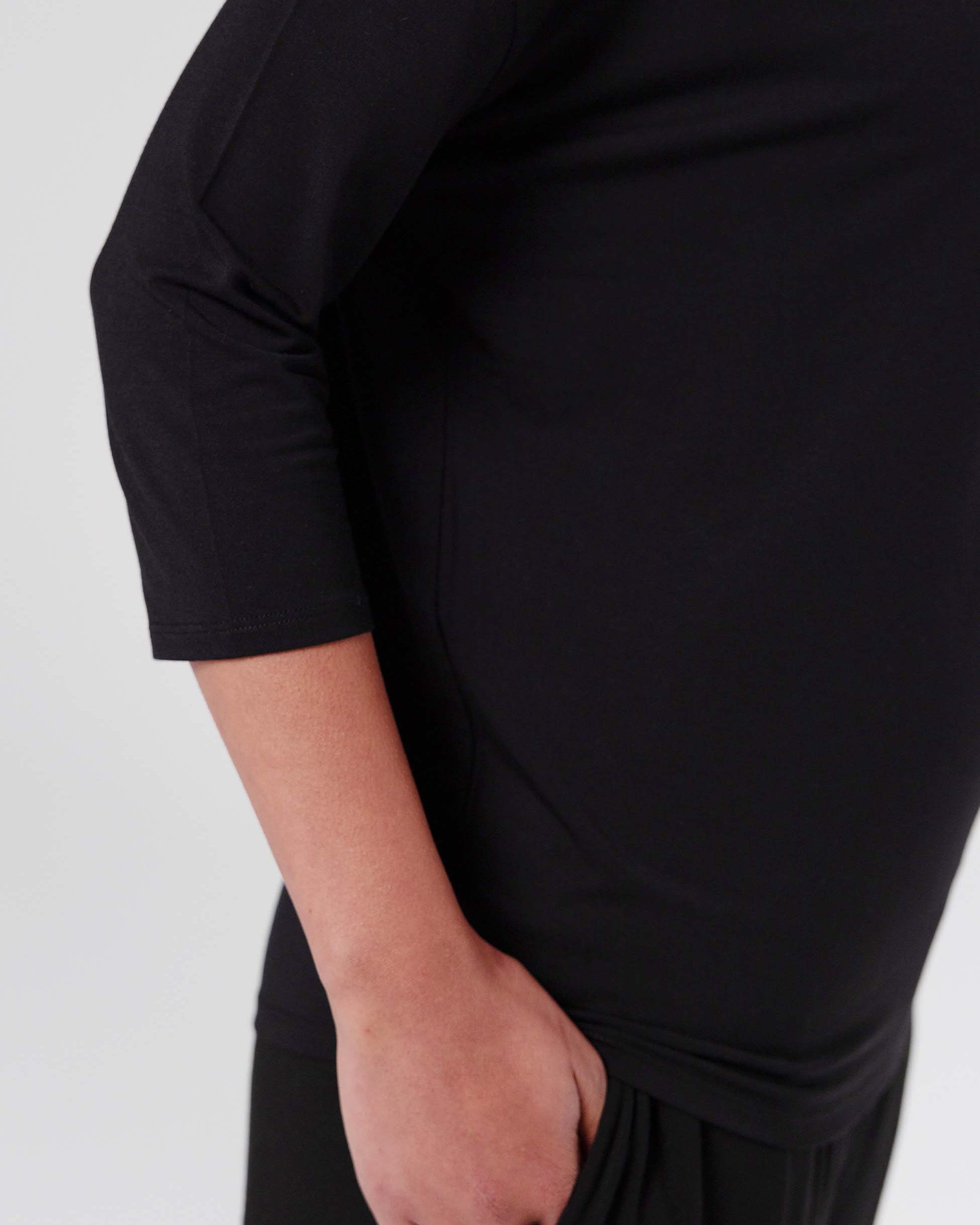 Modal Luxe Layer Tee 3/4 Sleeve - Black