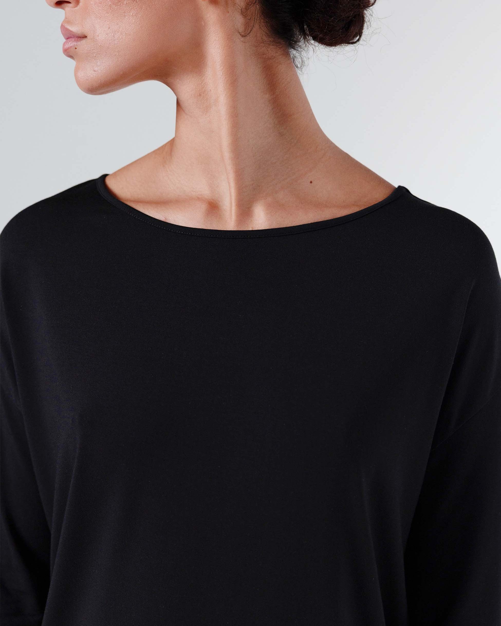 Modal Luxe Layer Tee 3/4 Sleeve - Black