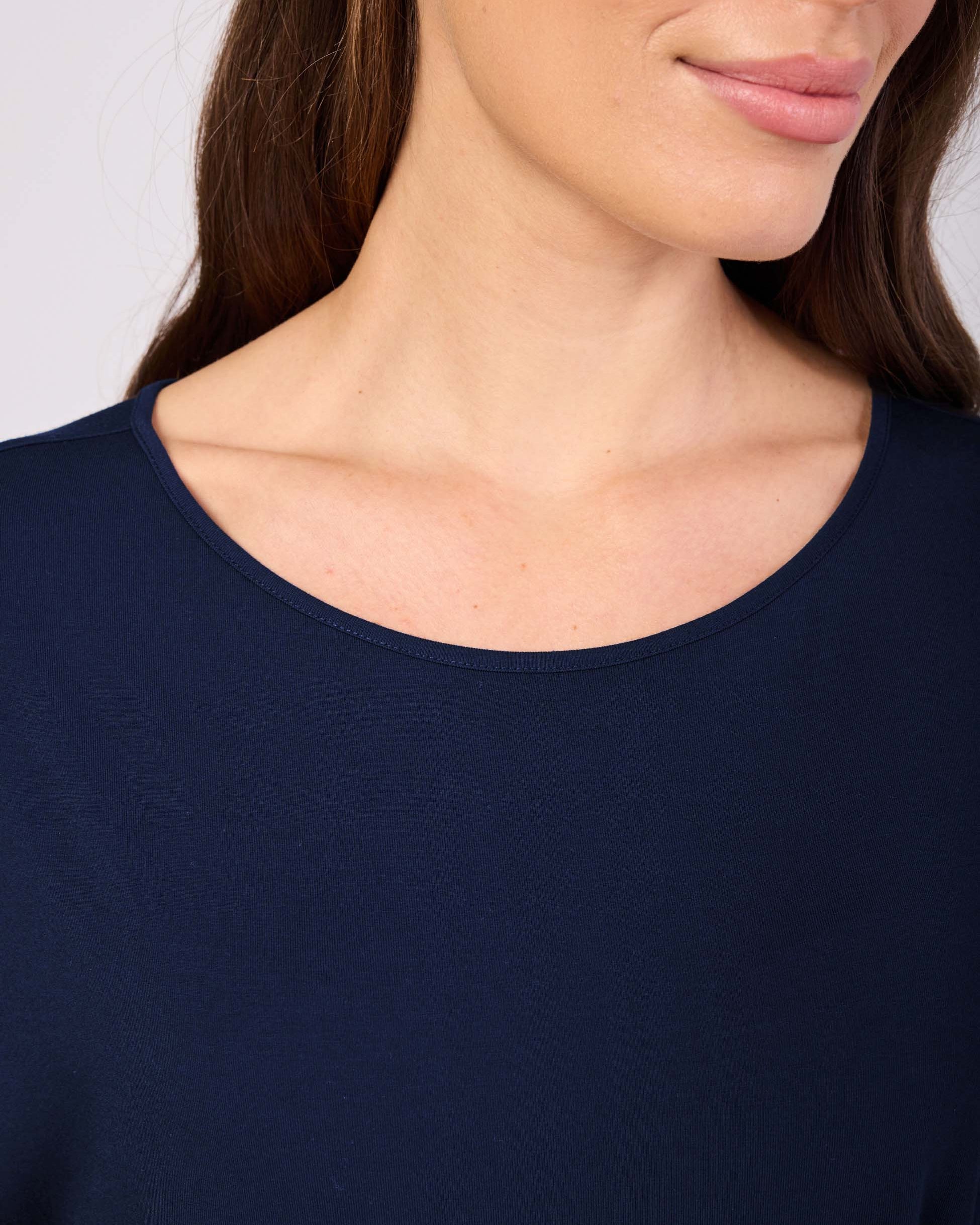 Keyhole Sleeve Luxe Tee - Navy