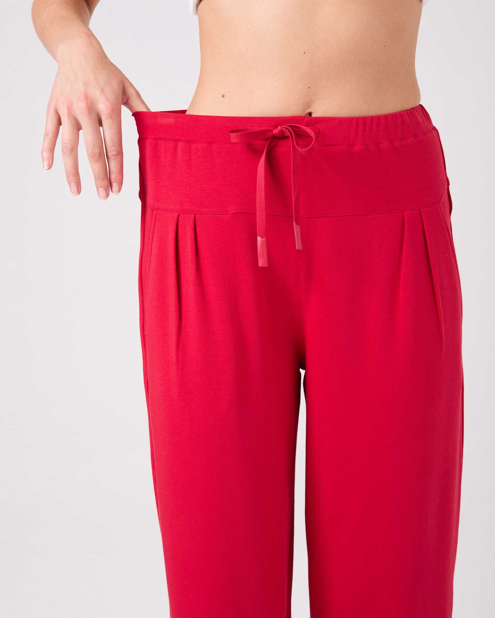 Kyoto Ankle Length French Terry Jogger - Cherry