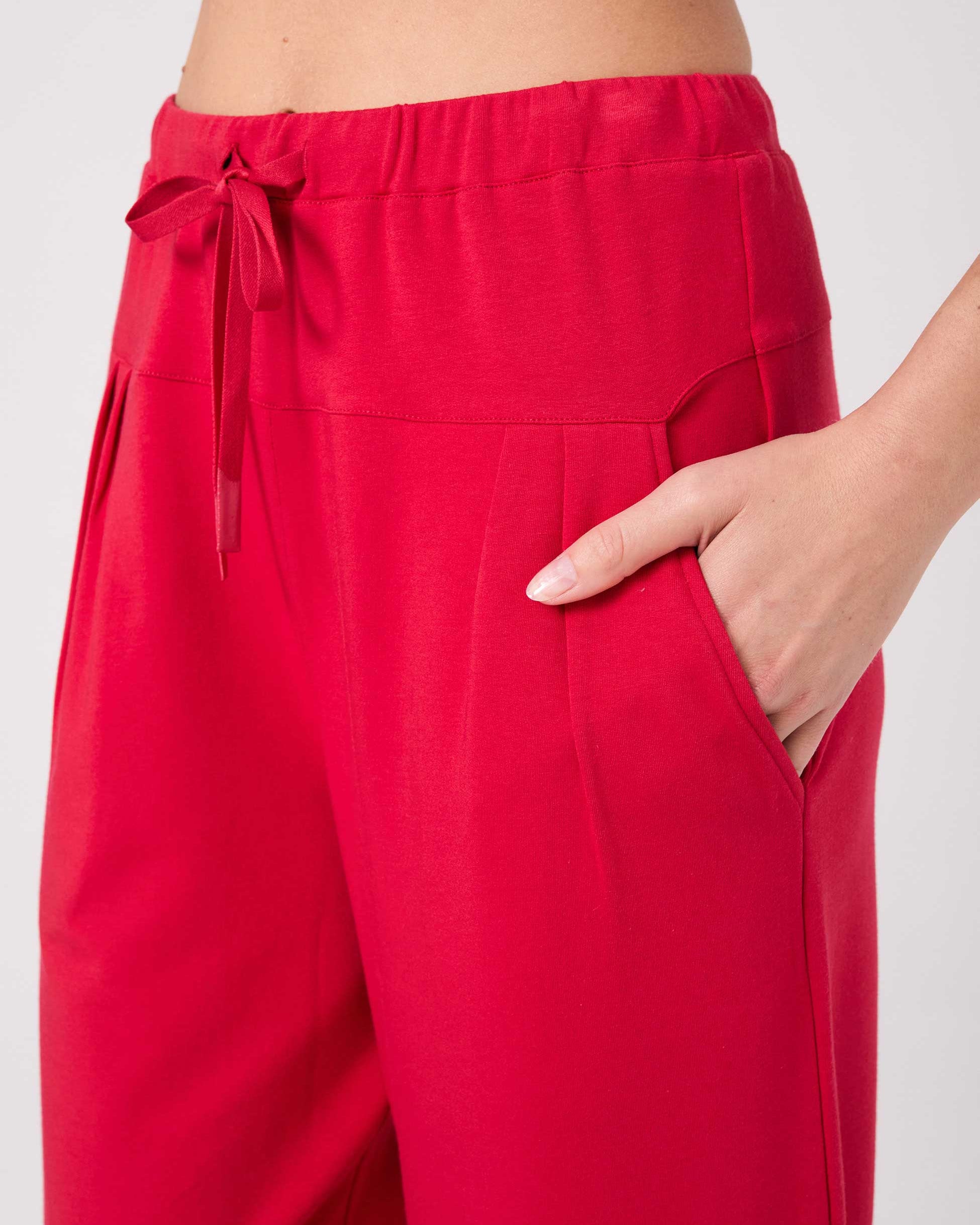 Kyoto Ankle Length French Terry Jogger - Cherry