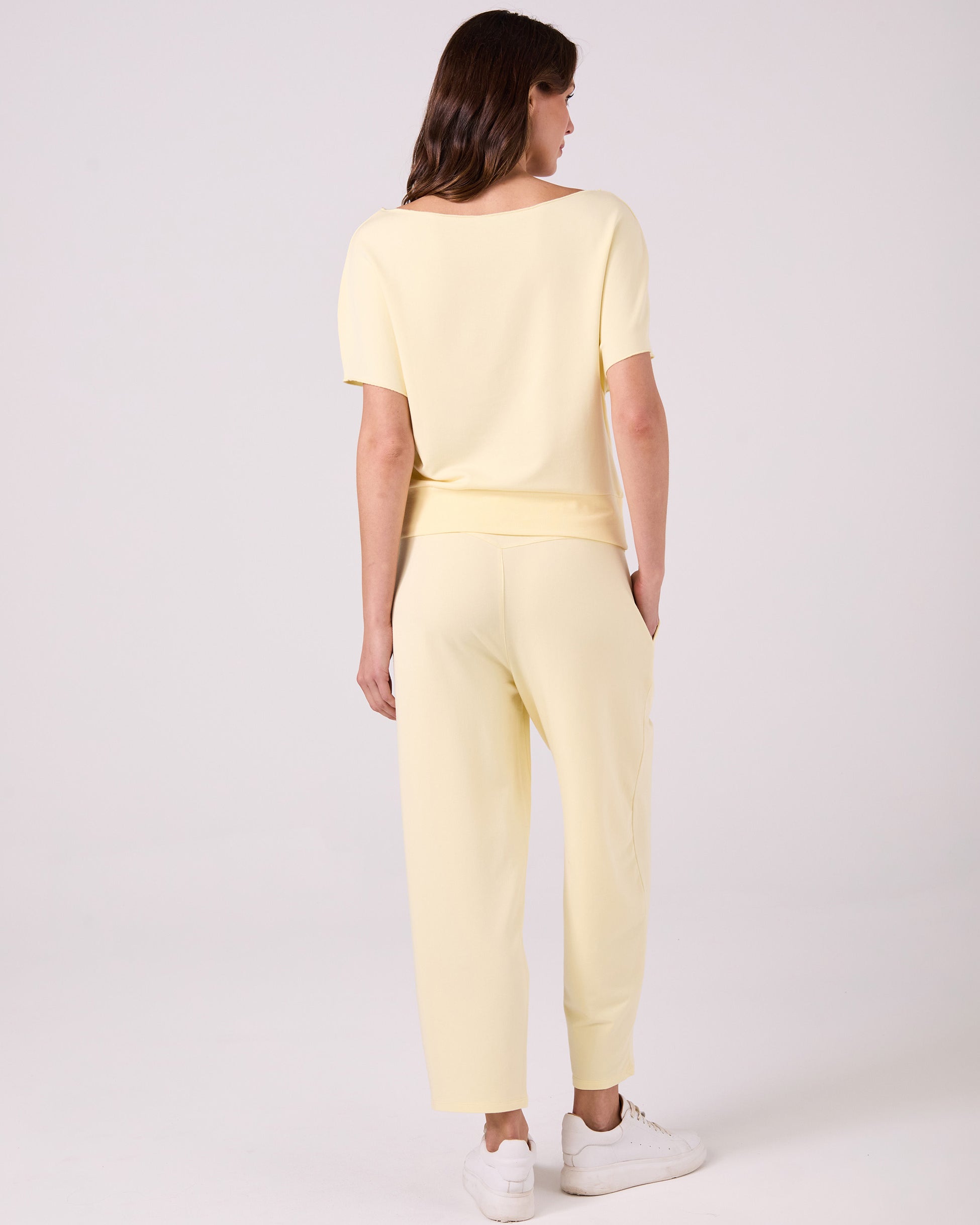 Kyoto Ankle Length French Terry Jogger - Pastel Yellow