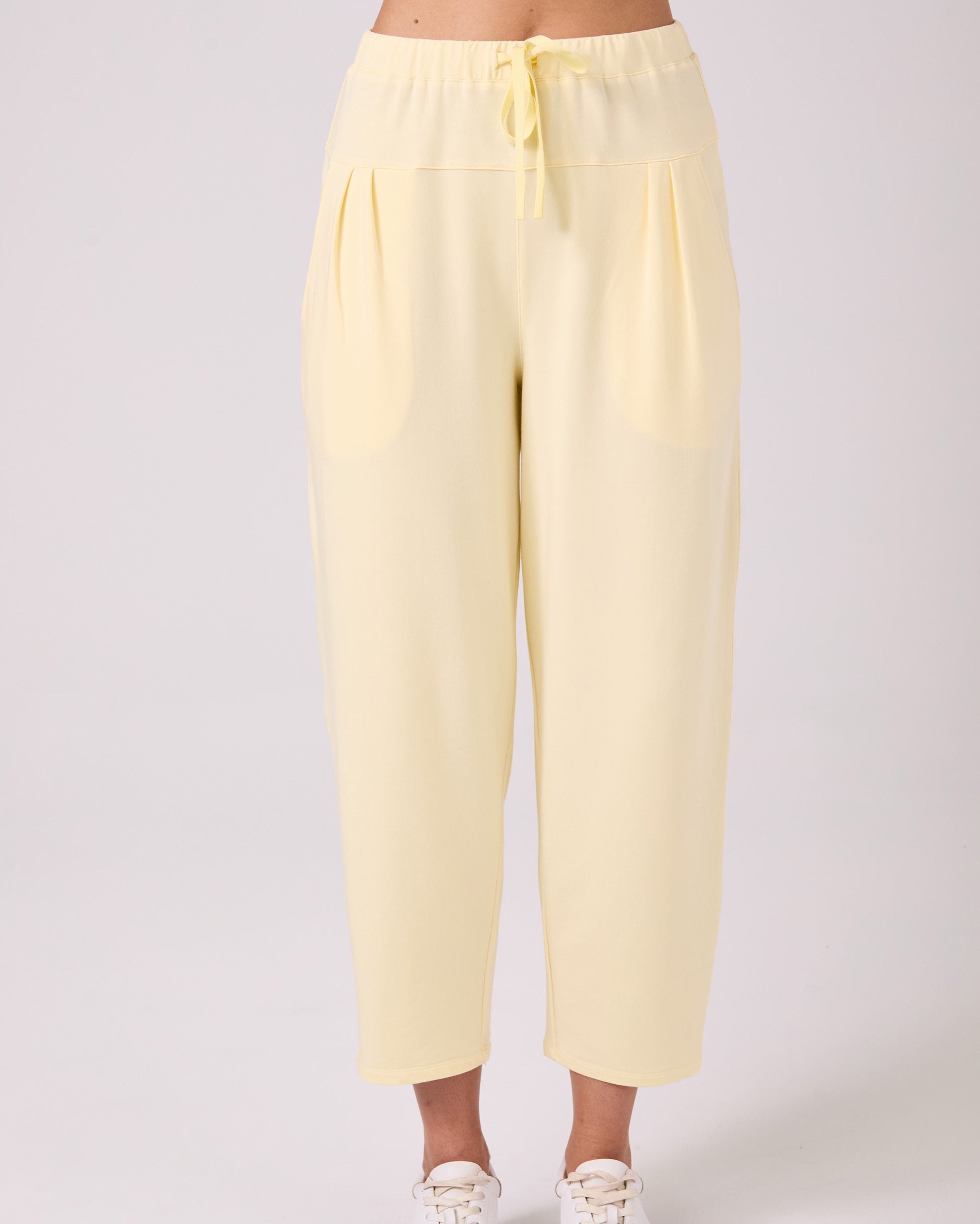 Kyoto Ankle Length French Terry Jogger - Pastel Yellow