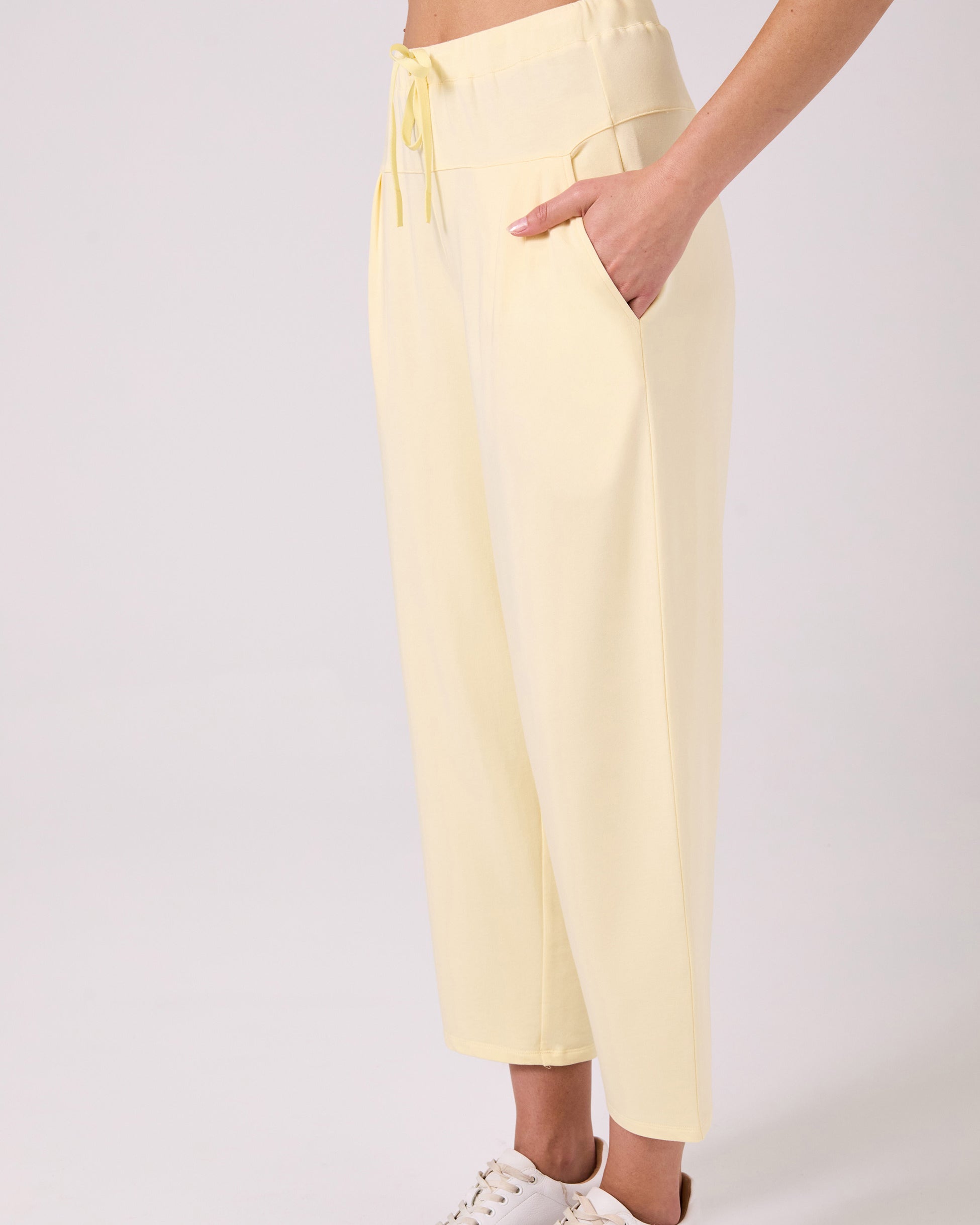 Kyoto Ankle Length French Terry Jogger - Pastel Yellow