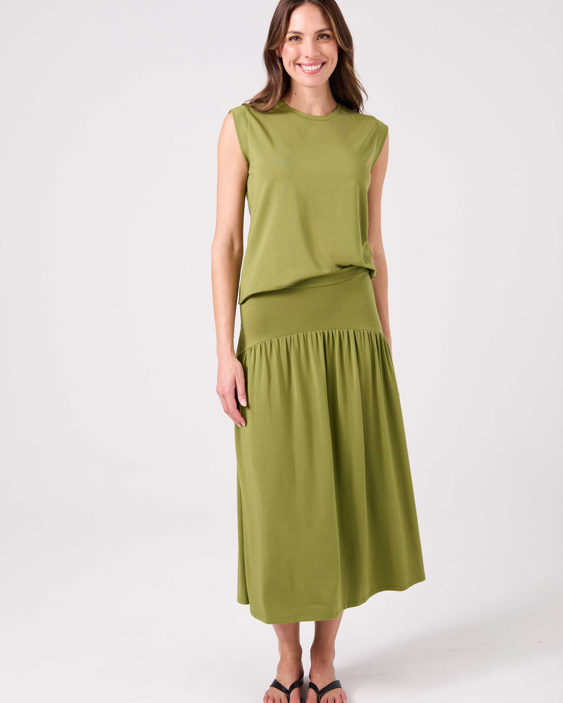 Modal Cap Sleeve Tee - Olive