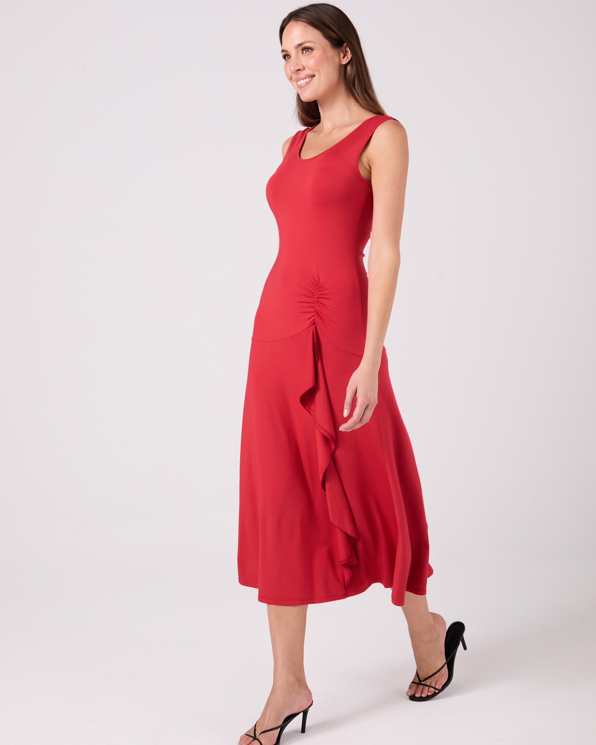 Maria Ruffle Dress - Cherry