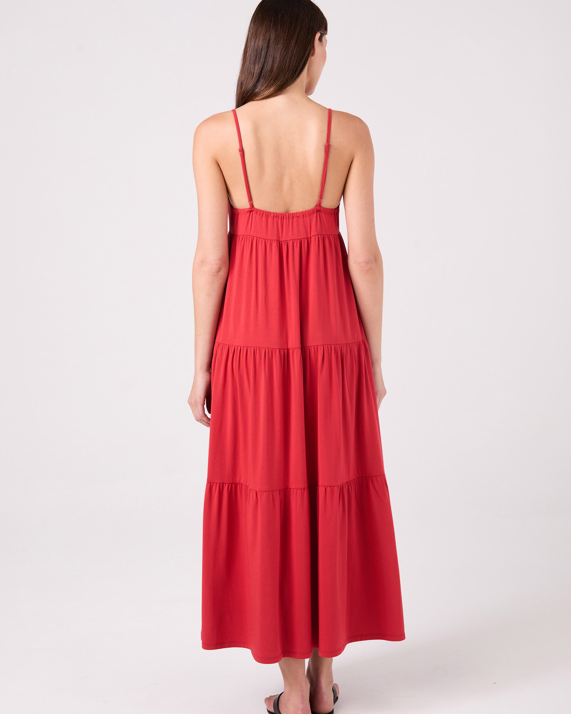 V Neck Gypsy Dress - Cherry