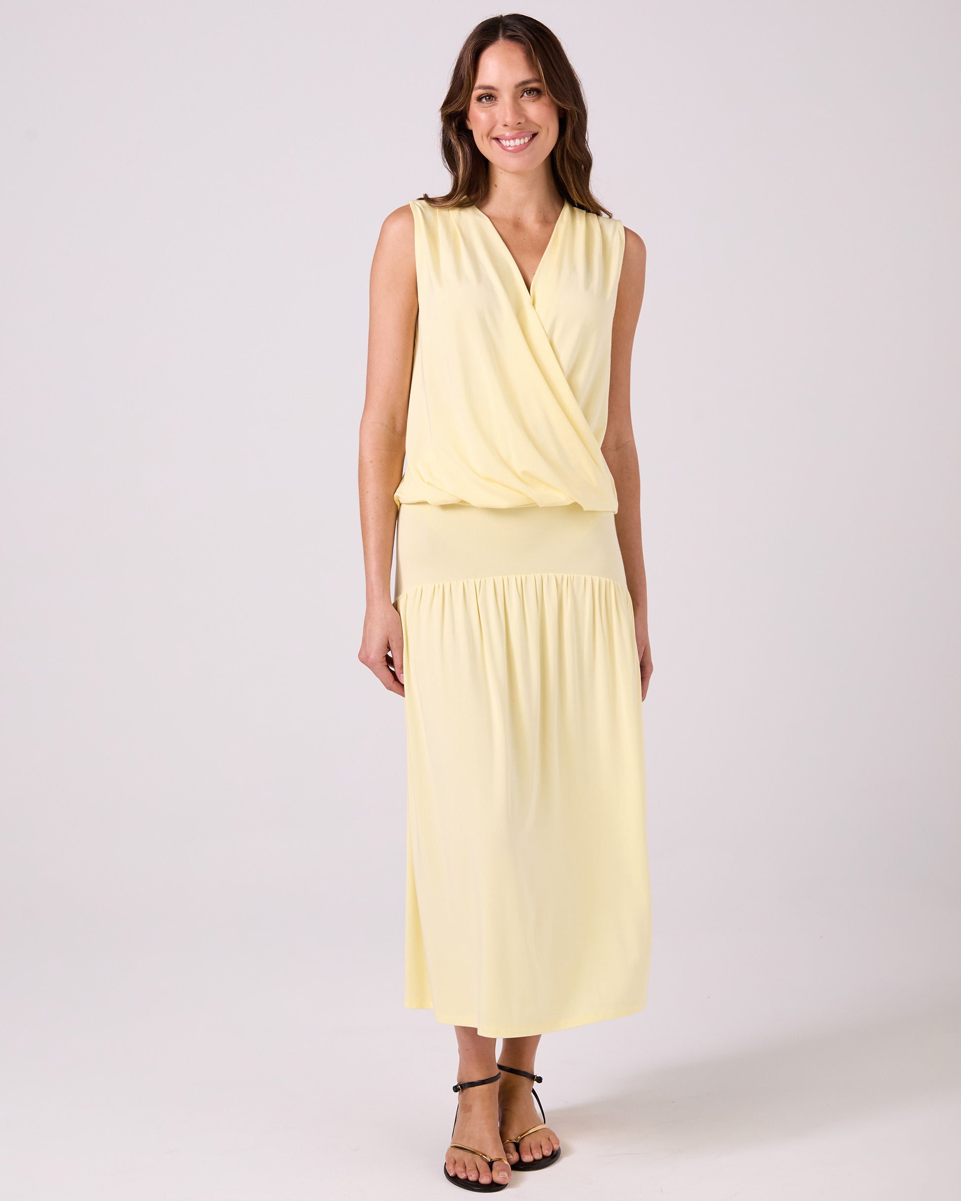 Athena Drape Top - Pastel Yellow