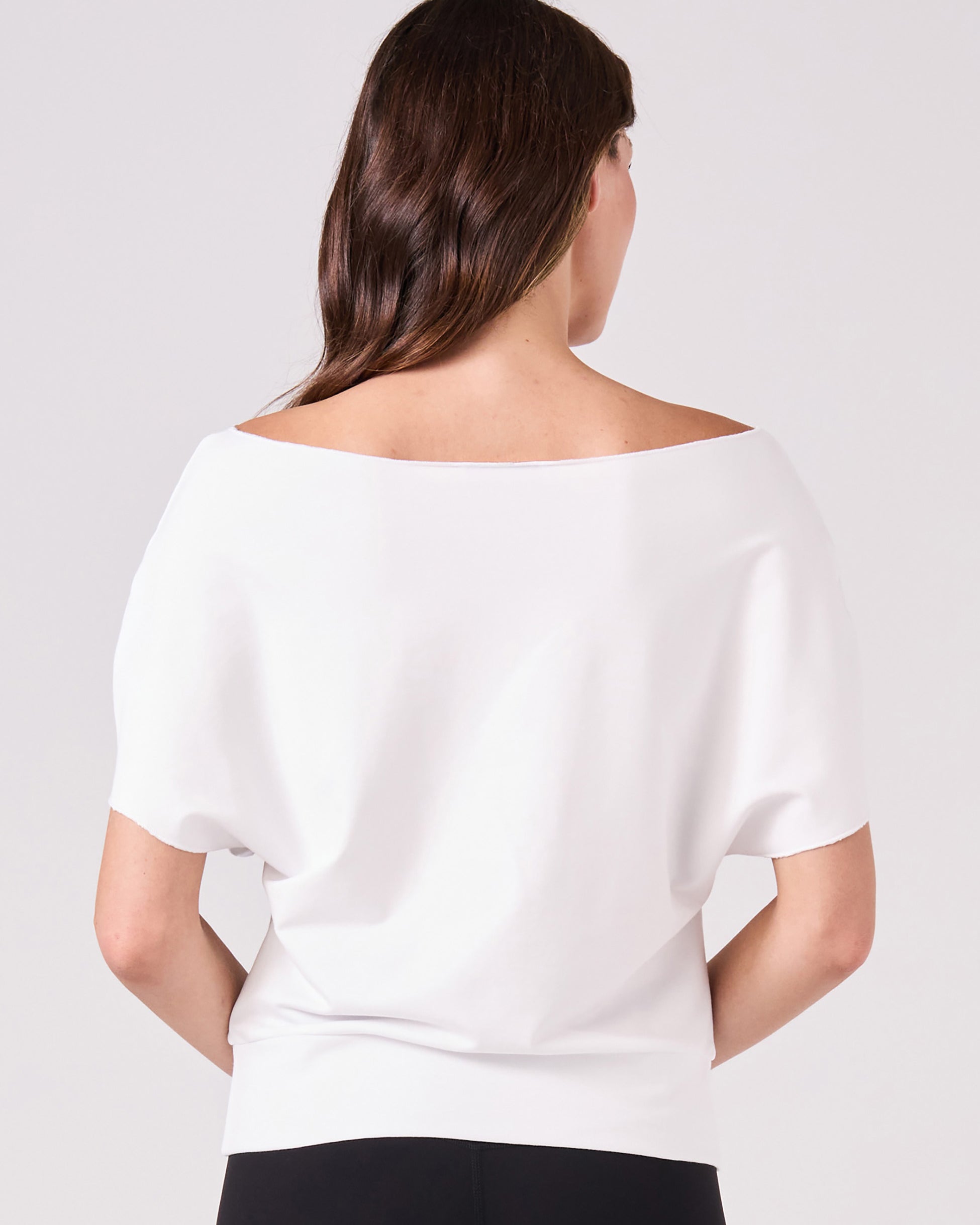 French Terry Short sleeve Off Shoulder Sweatshirt - White