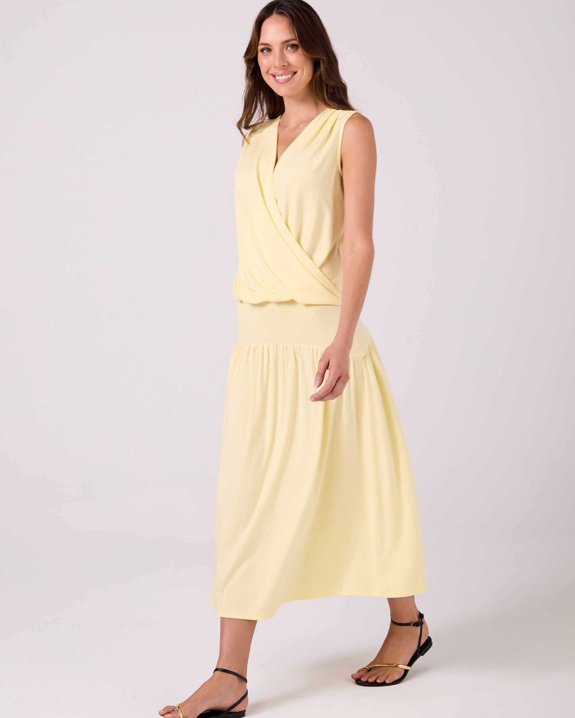 Athena Drape Top - Pastel Yellow