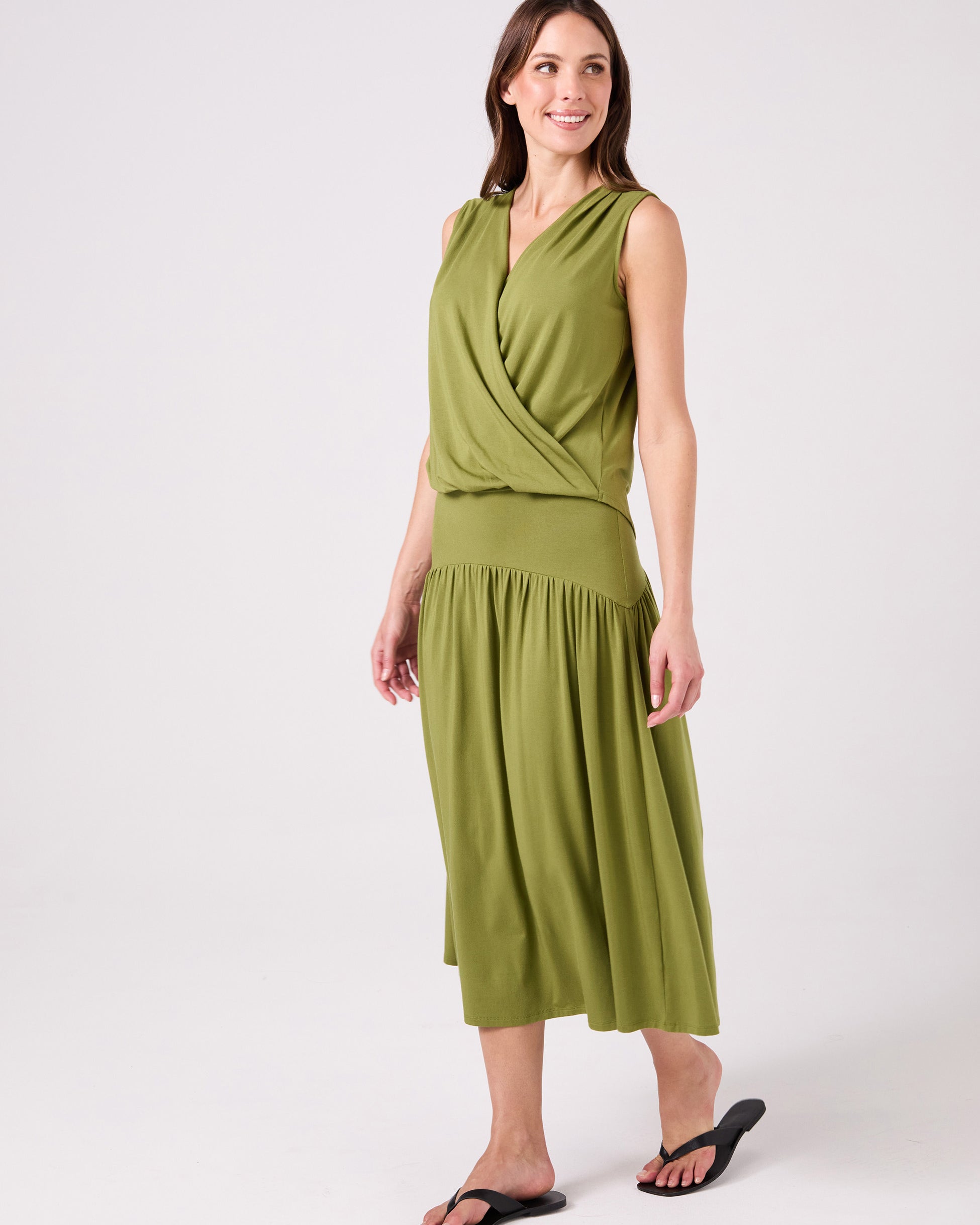 Athena Drape Top - Olive