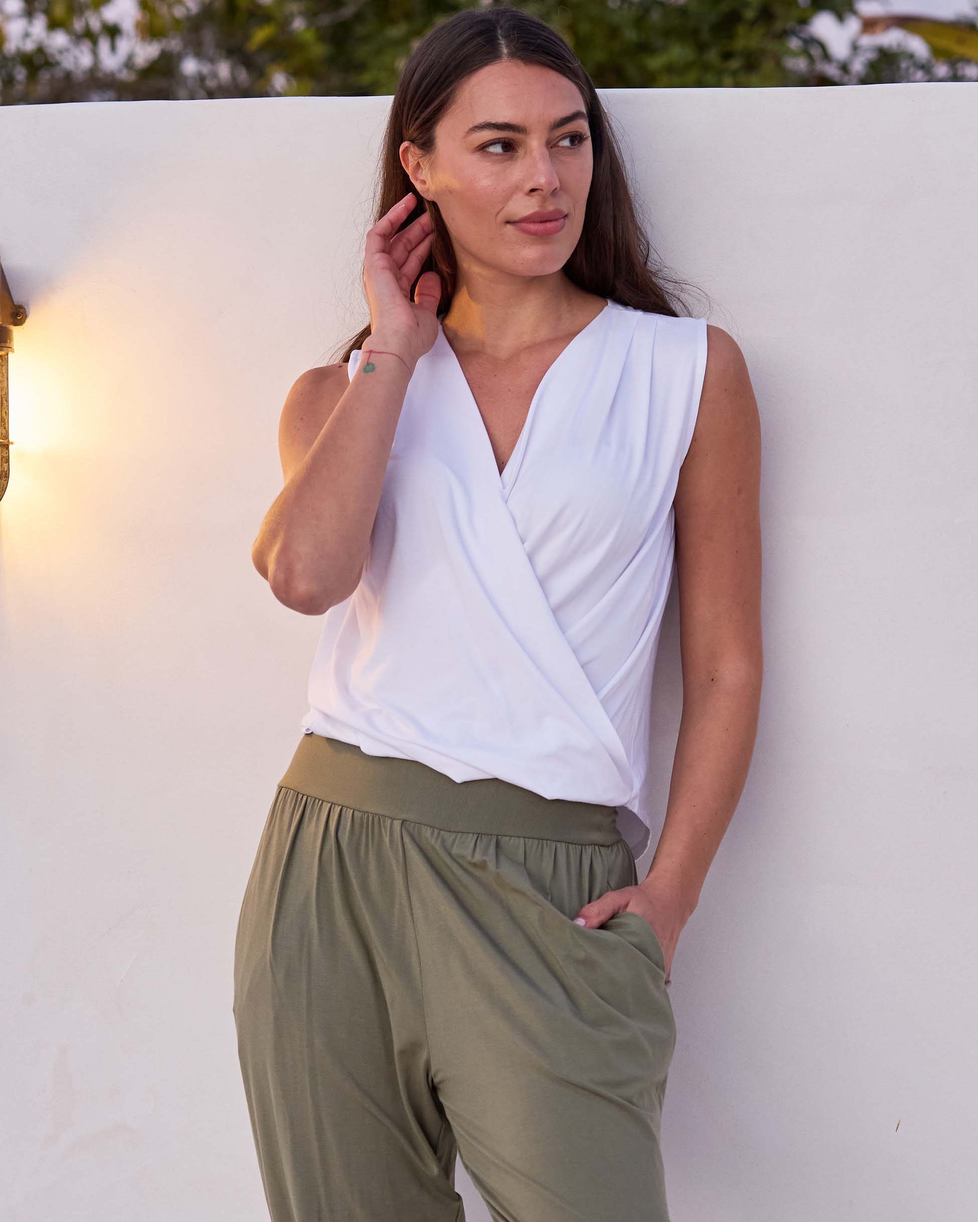 Athena Drape Top - White