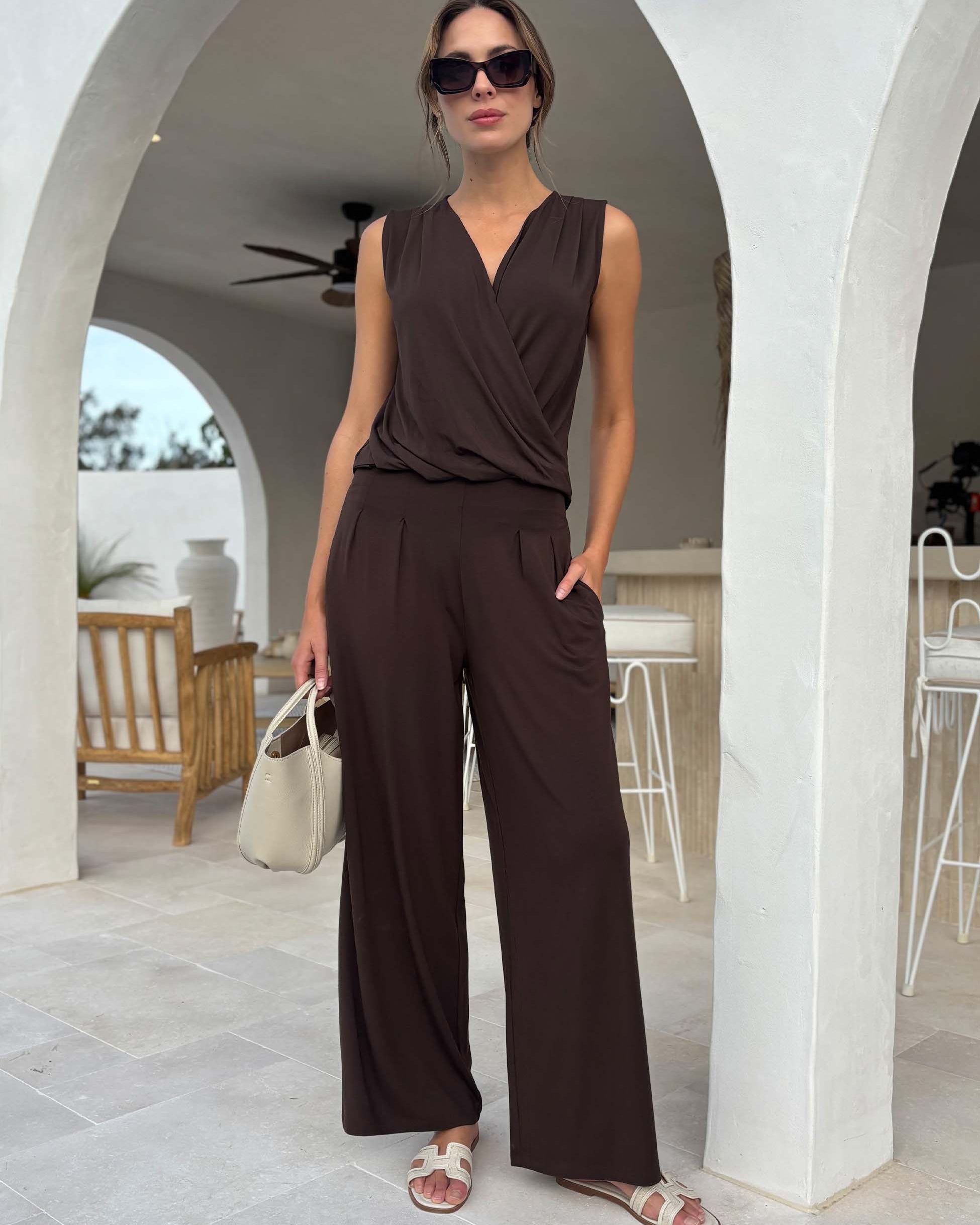 Athena Drape Top - Coffee Bean