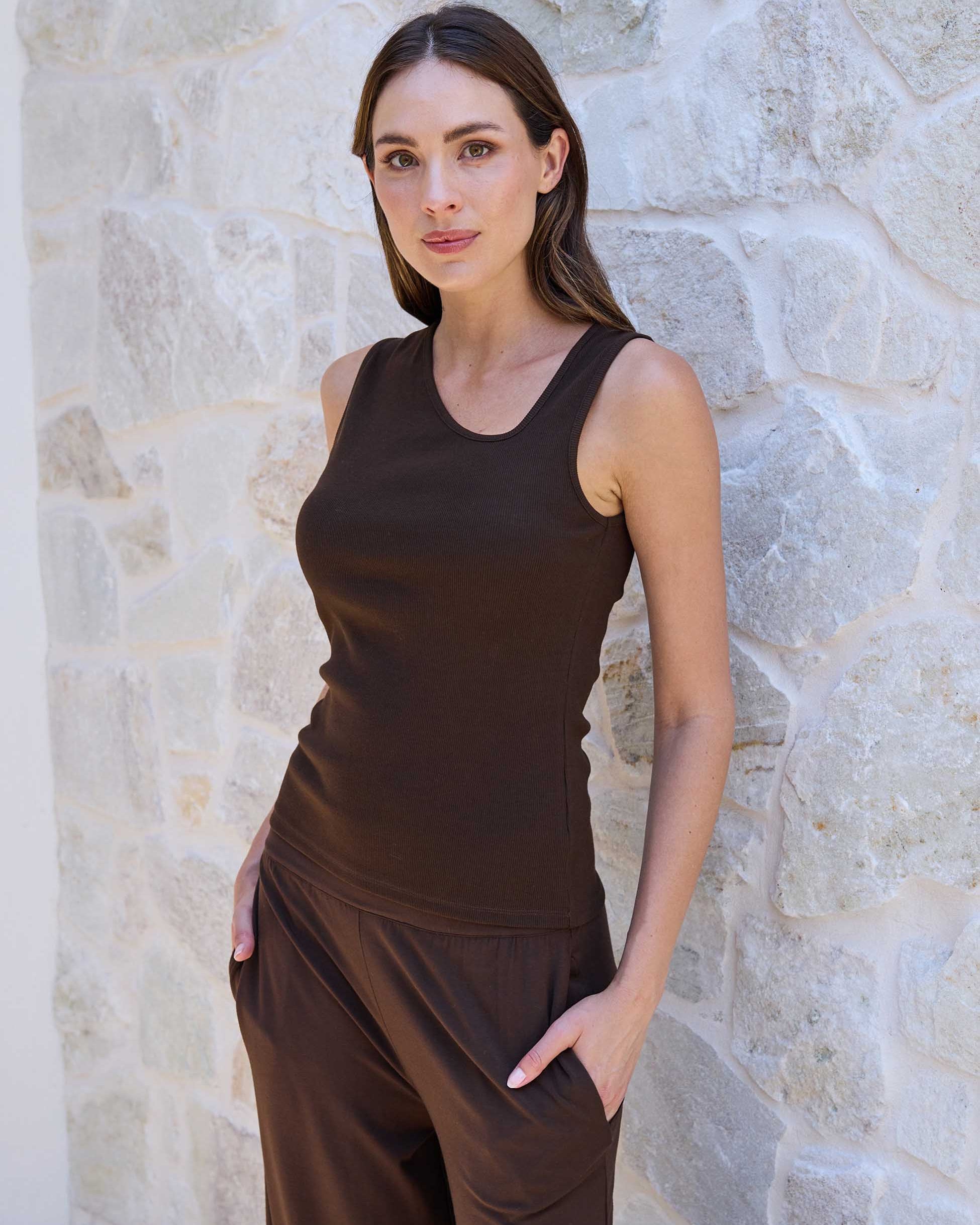 Riva Rib Tank - Coffee Bean