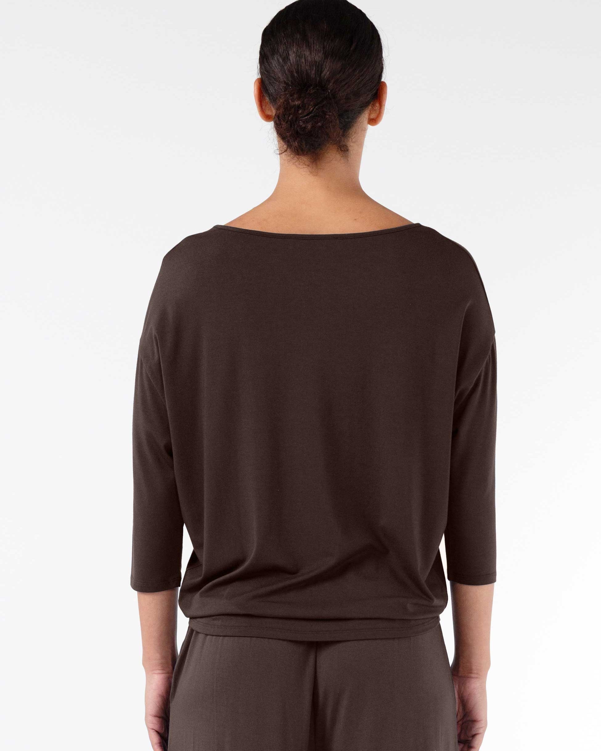 Modal Luxe Layer Tee 3/4 Sleeve - Coffee Bean