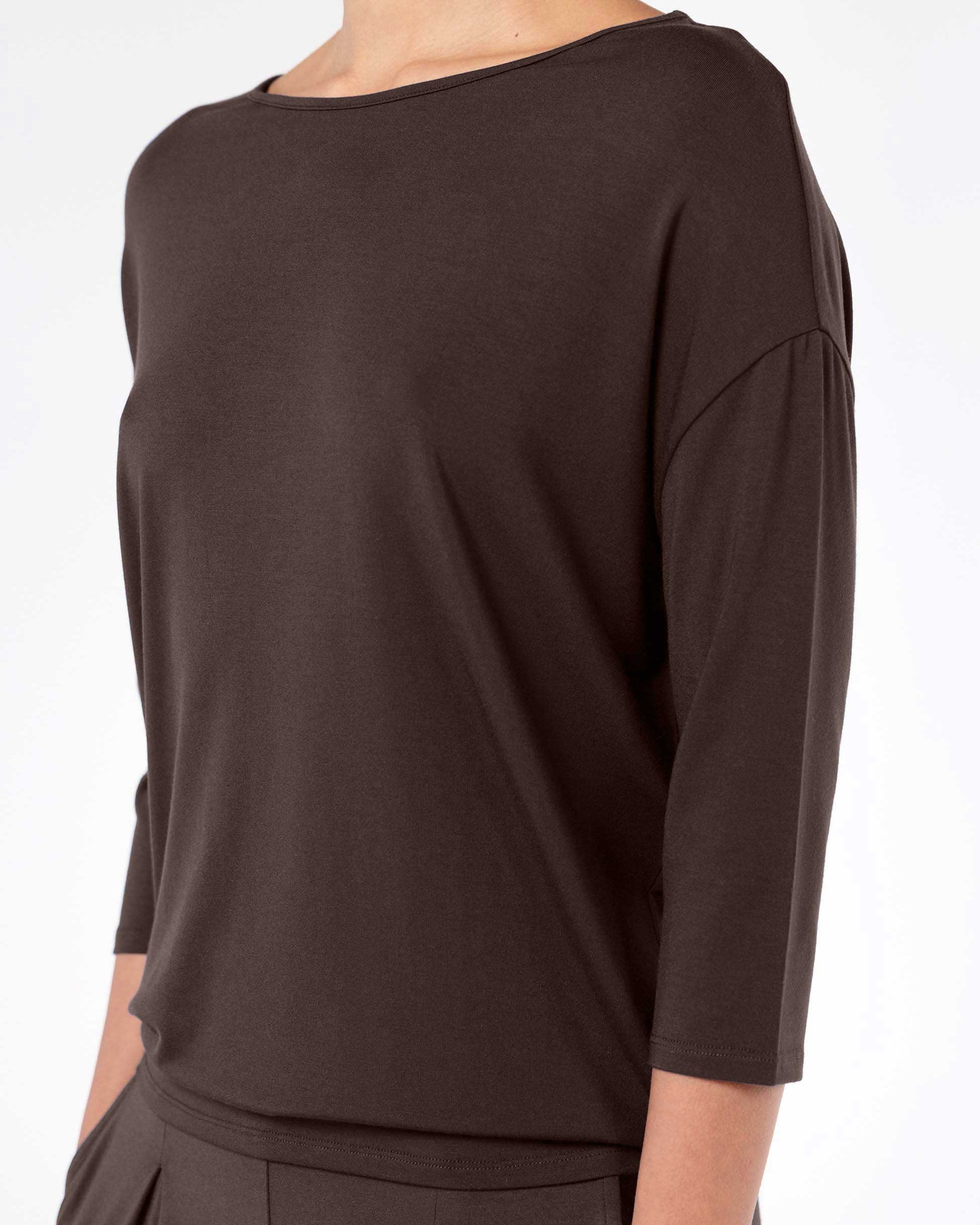 Modal Luxe Layer Tee 3/4 Sleeve - Coffee Bean