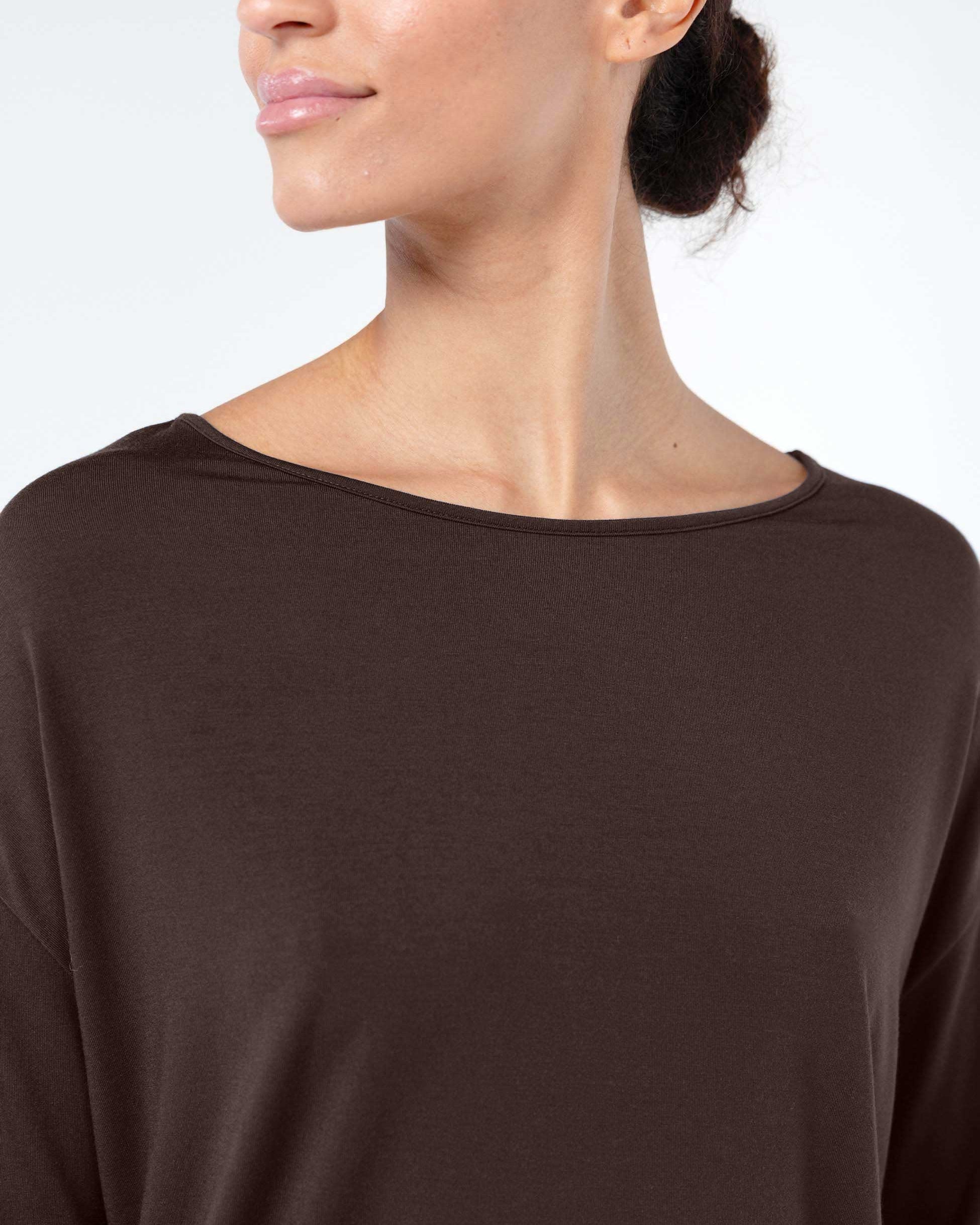 Modal Luxe Layer Tee 3/4 Sleeve - Coffee Bean