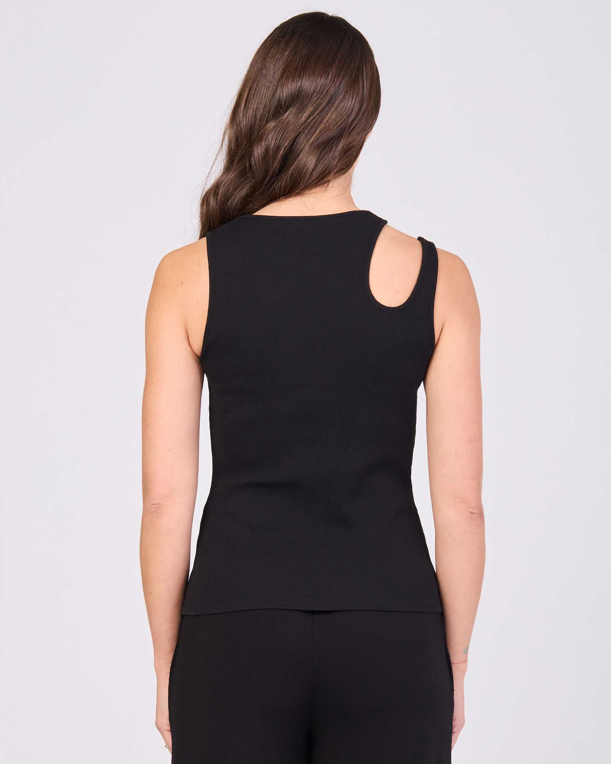 Cut Out Rib Tank - Black