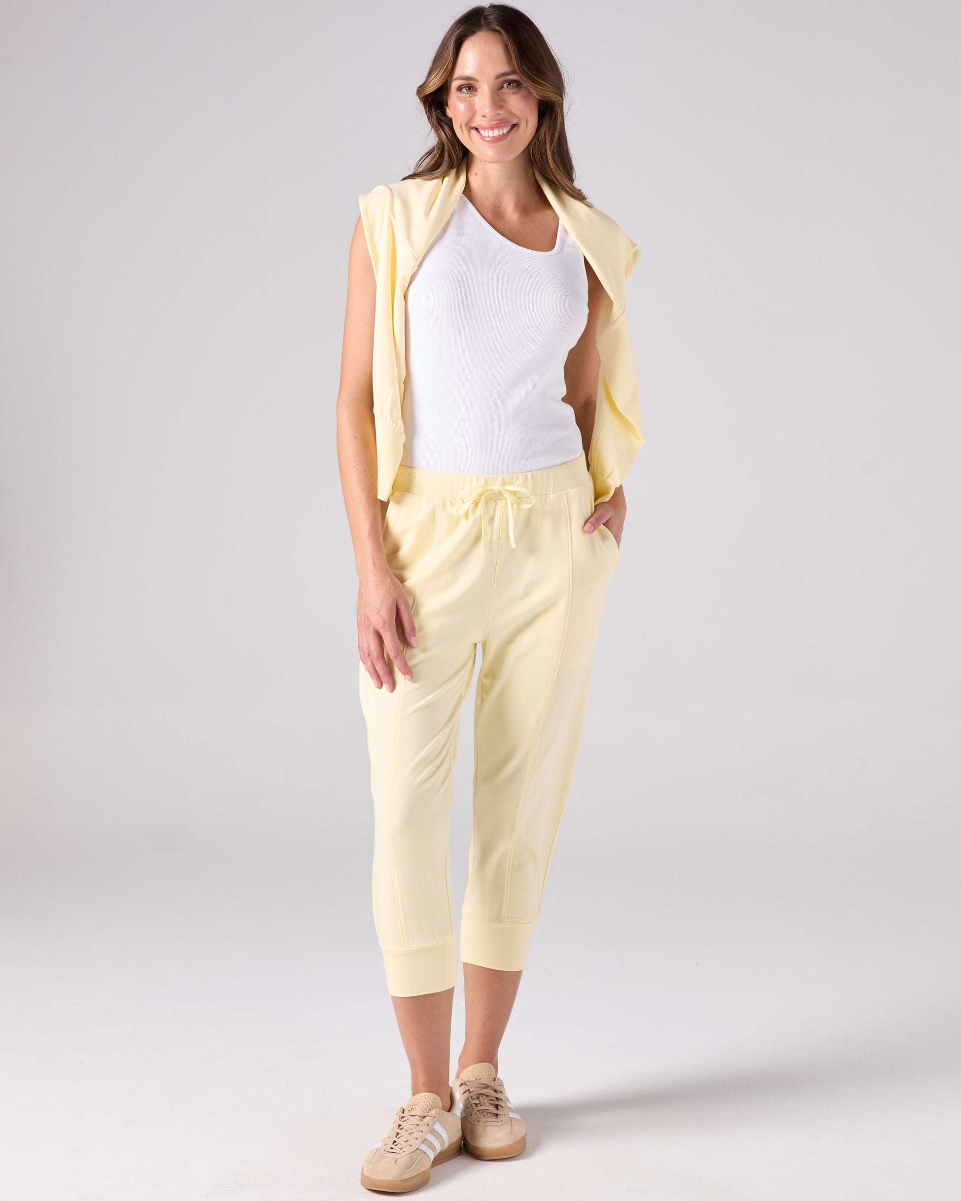 Breeze French Terry Cropped Jogger - Pastel Yellow