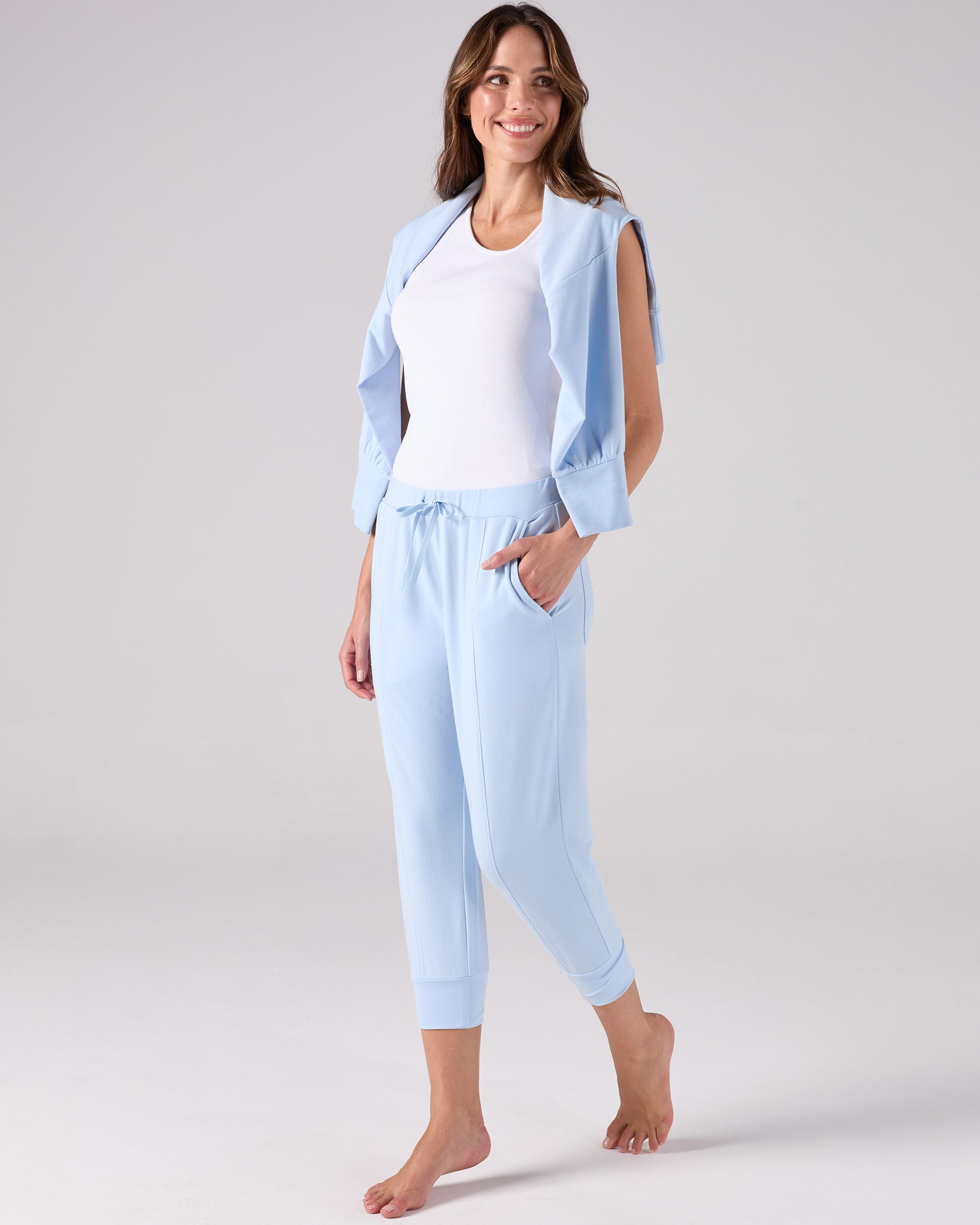 Breeze French Terry Cropped Jogger - Cashmere Blue