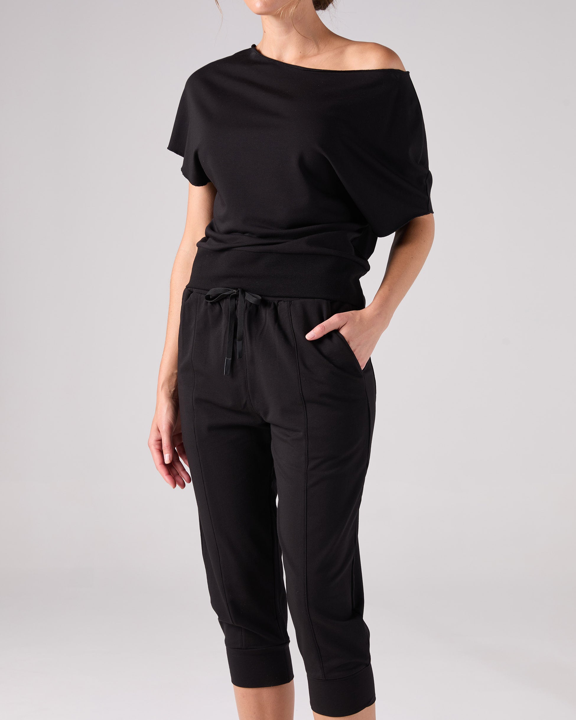 Breeze French Terry Cropped Jogger - Black