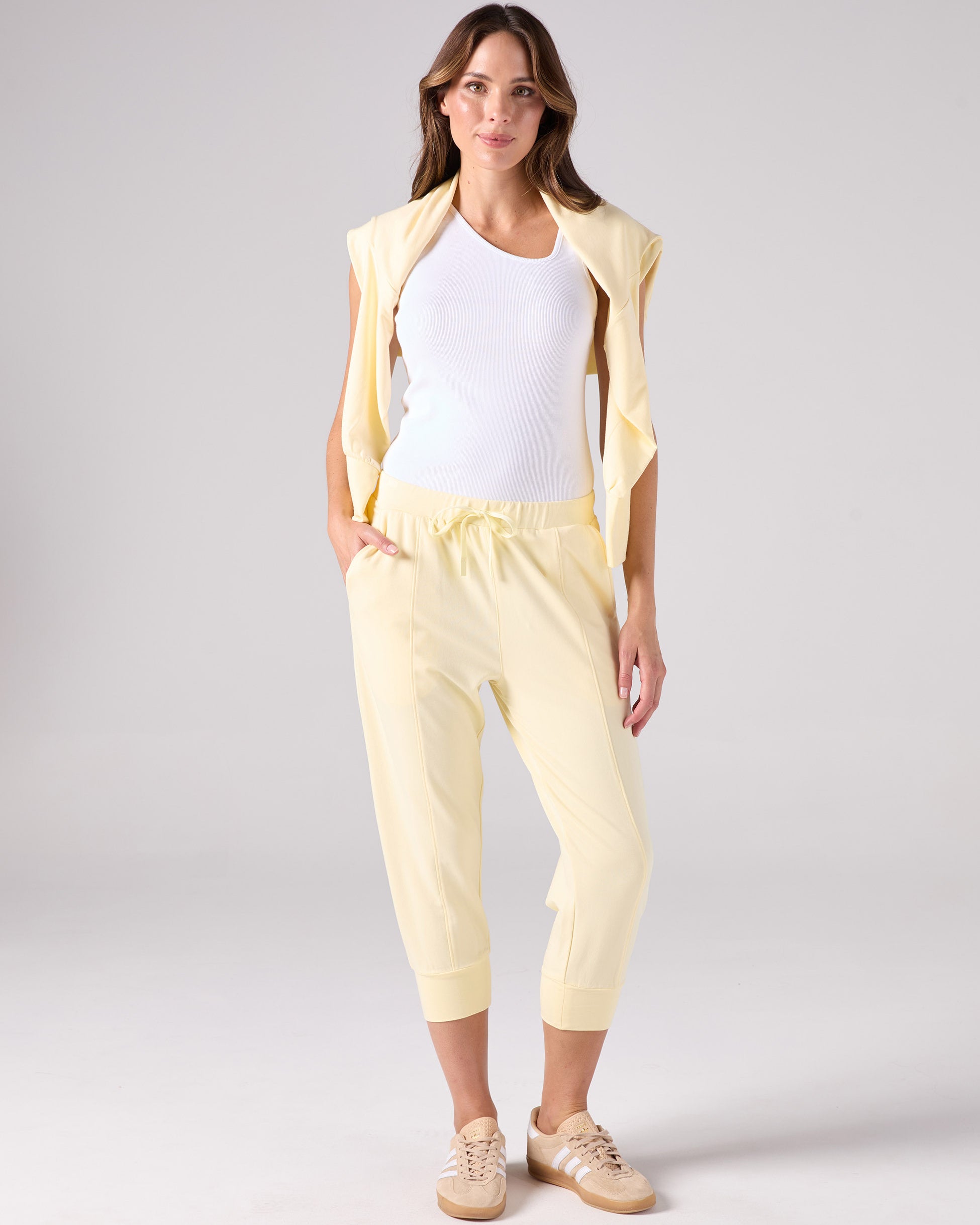 Breeze French Terry Cropped Jogger - Pastel Yellow