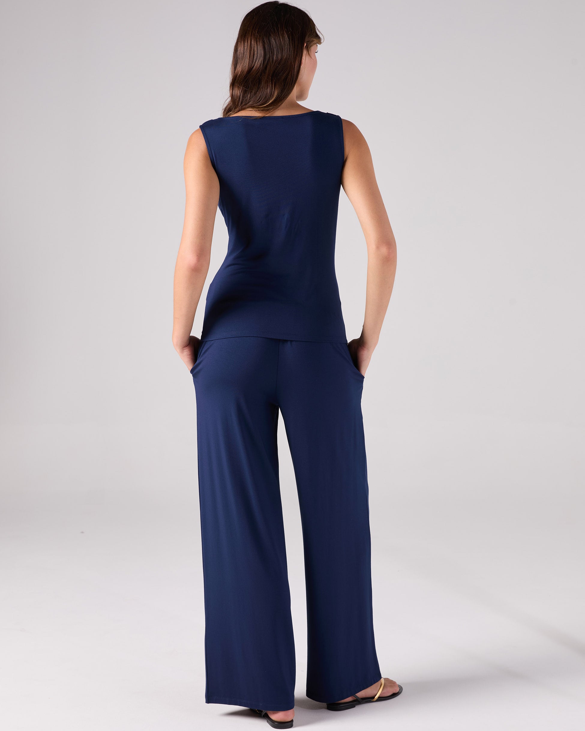 Drape Neck Top - Navy