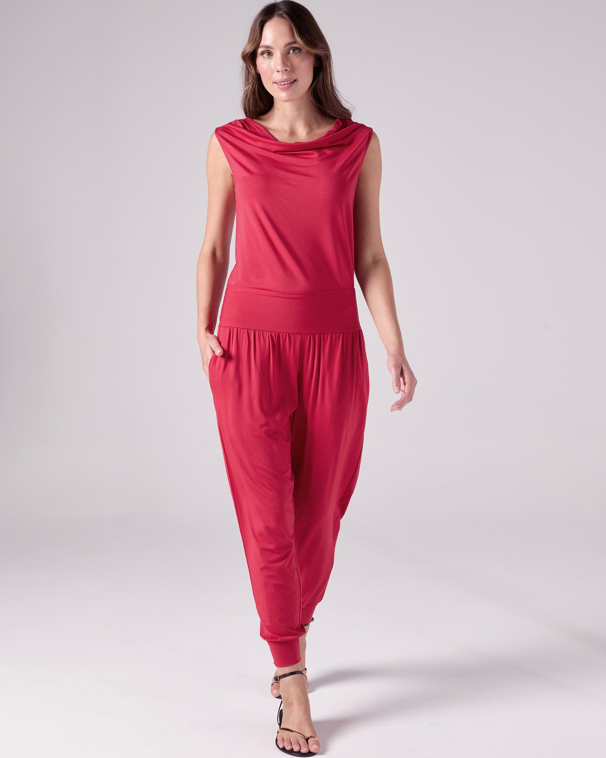 Drape Neck Top - Cherry