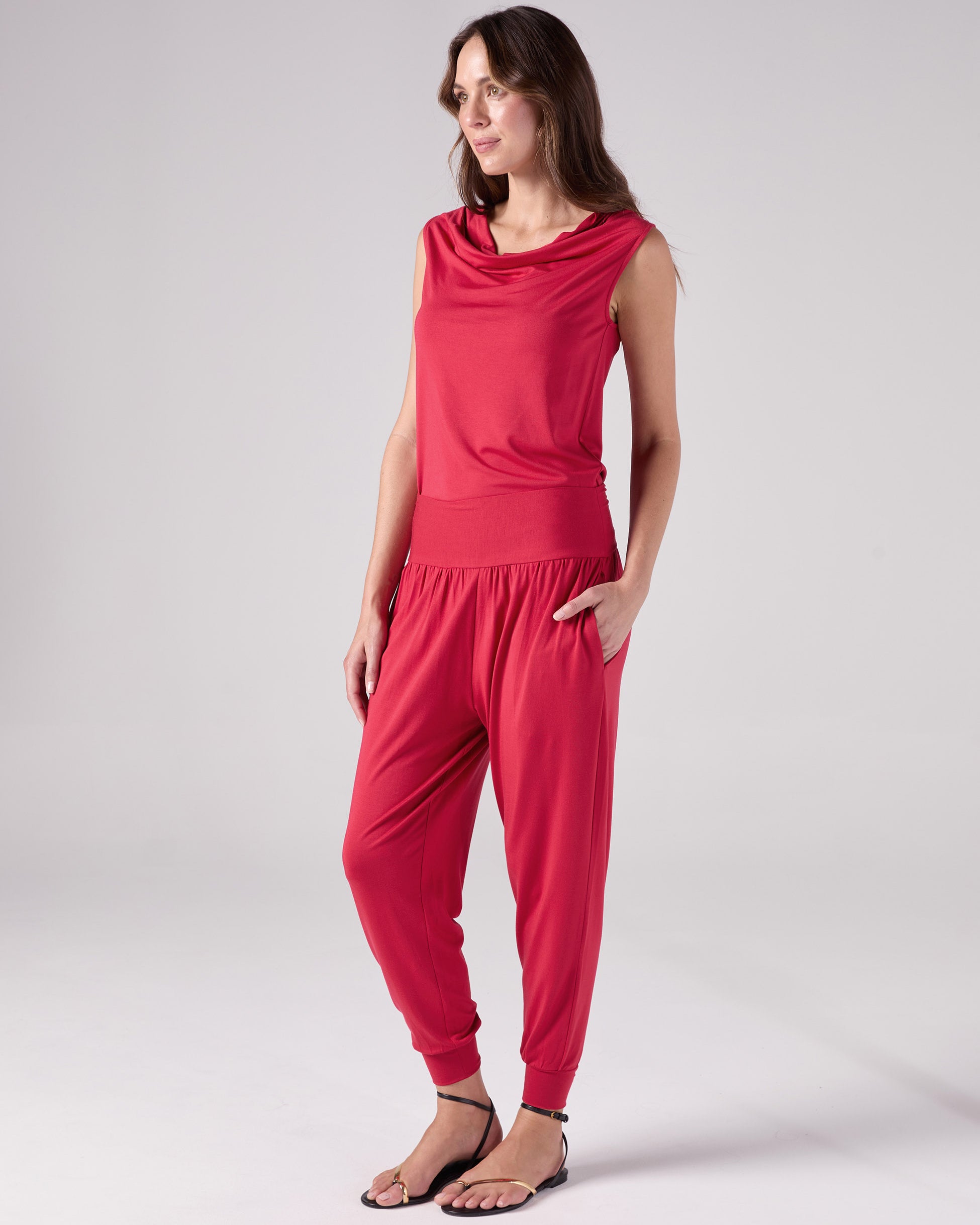 Drape Neck Top - Cherry