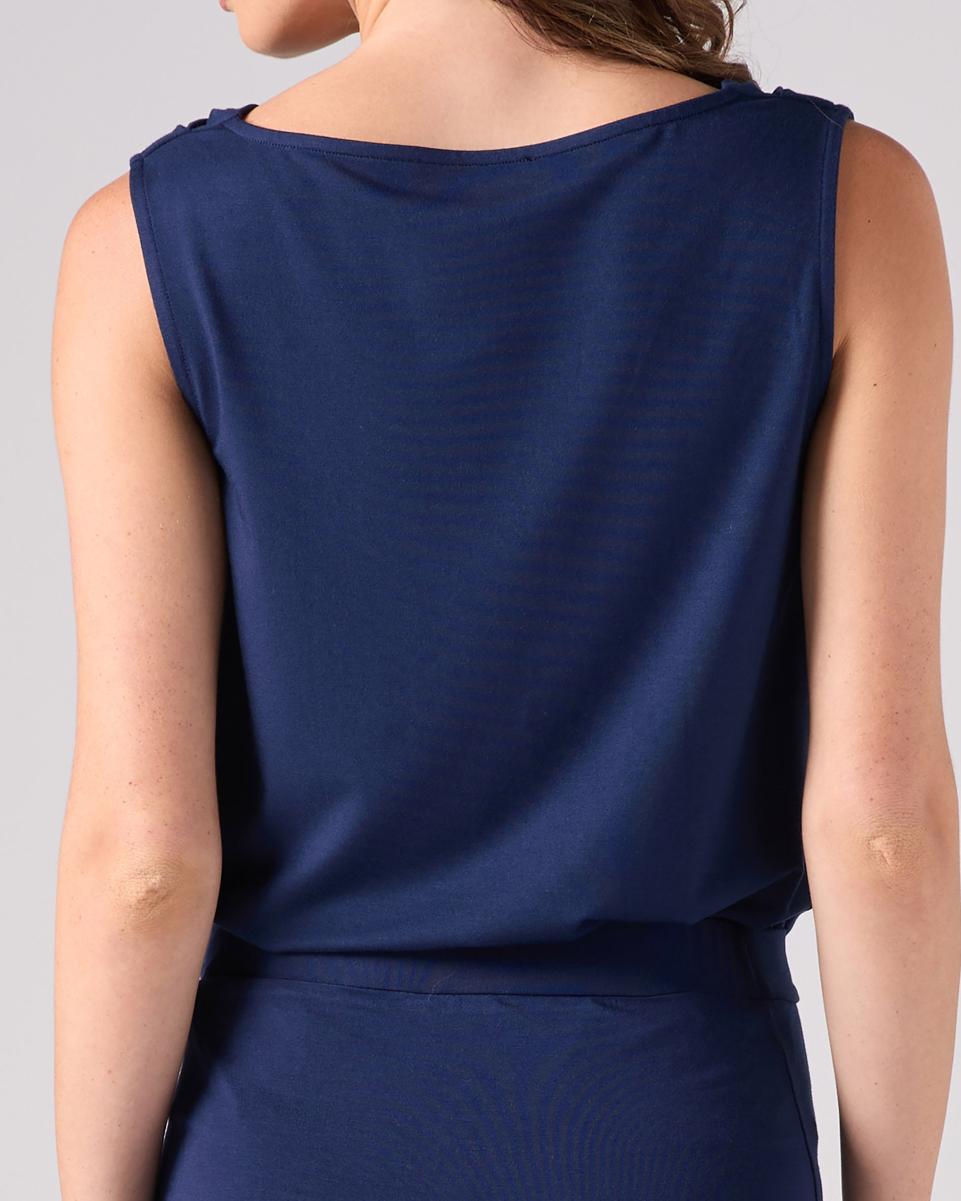 Drape Neck Top - Navy