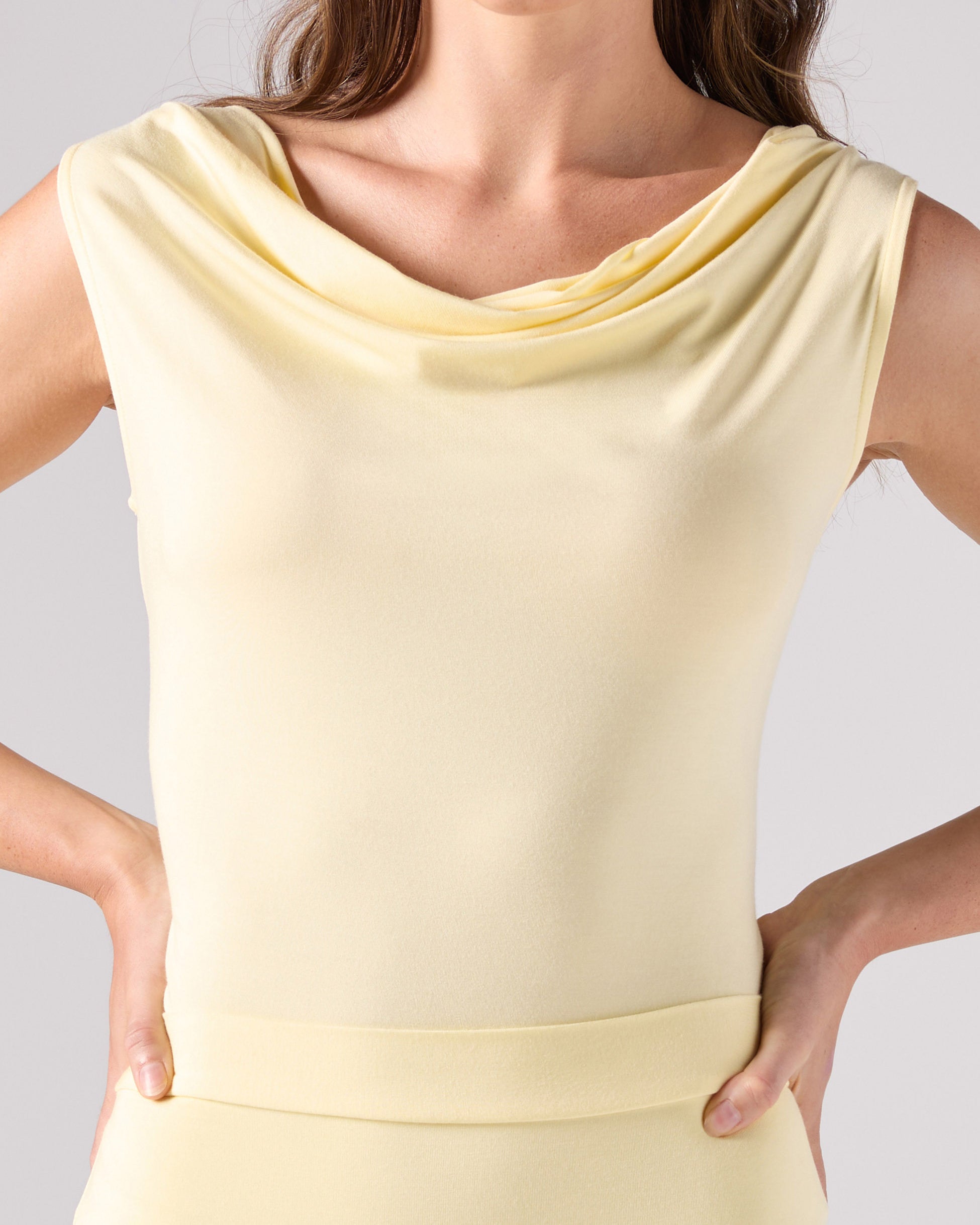 Drape Neck Top - Pastel Yellow